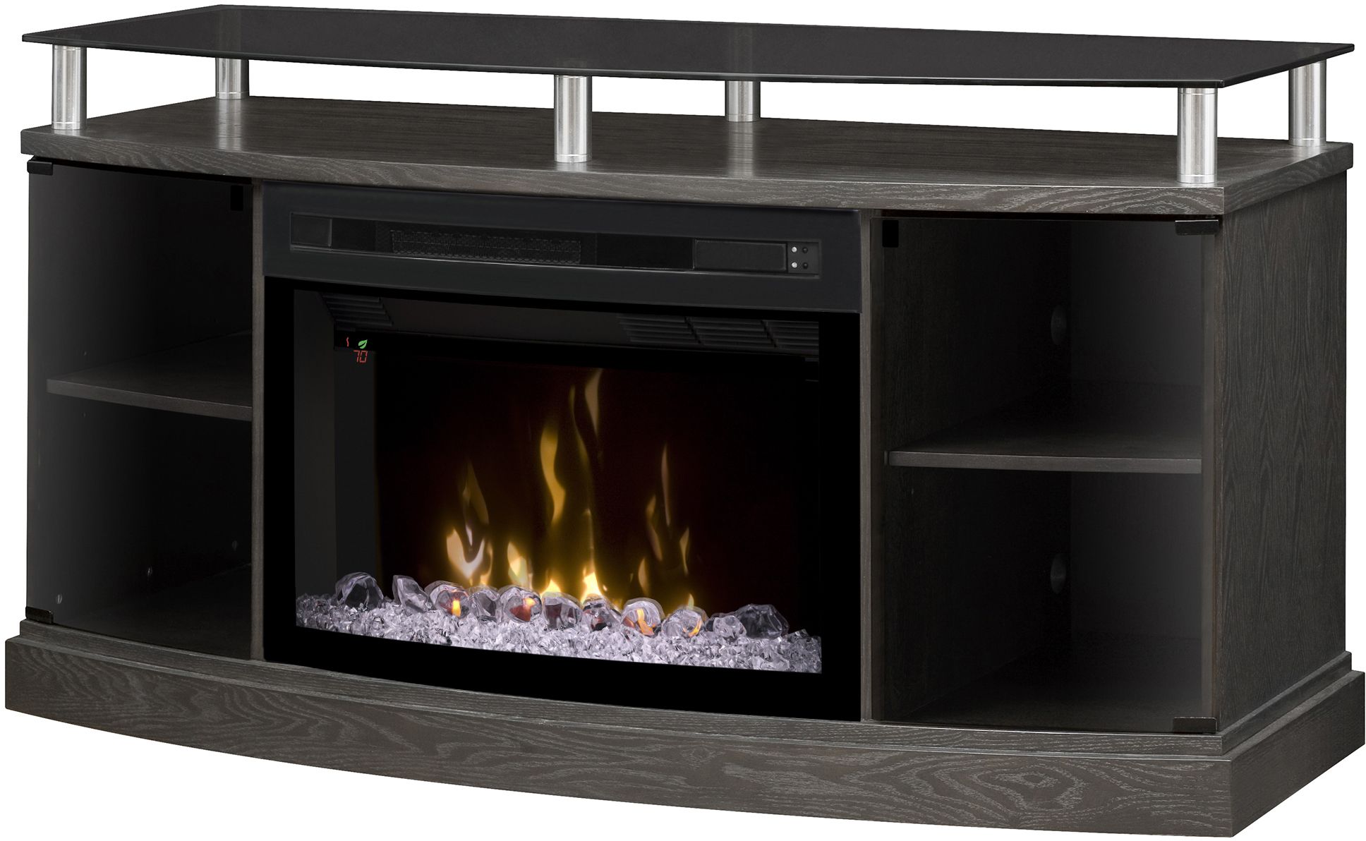 Windham Silver Charcoal Media Console Electric Fireplace With