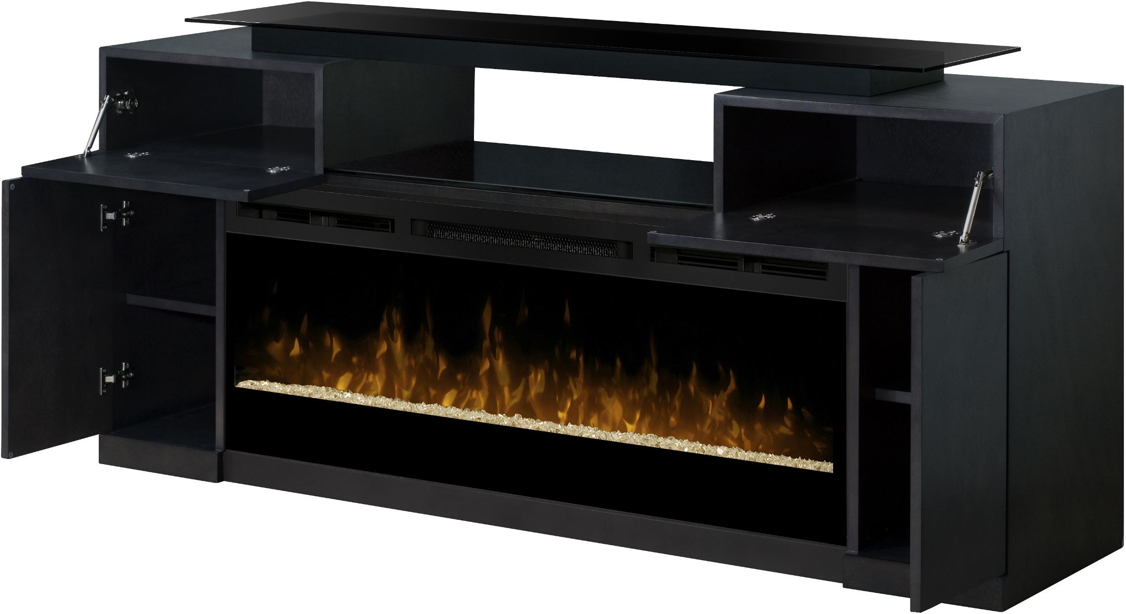 Concord Silver Charcoal Media Console Electric Fireplace With