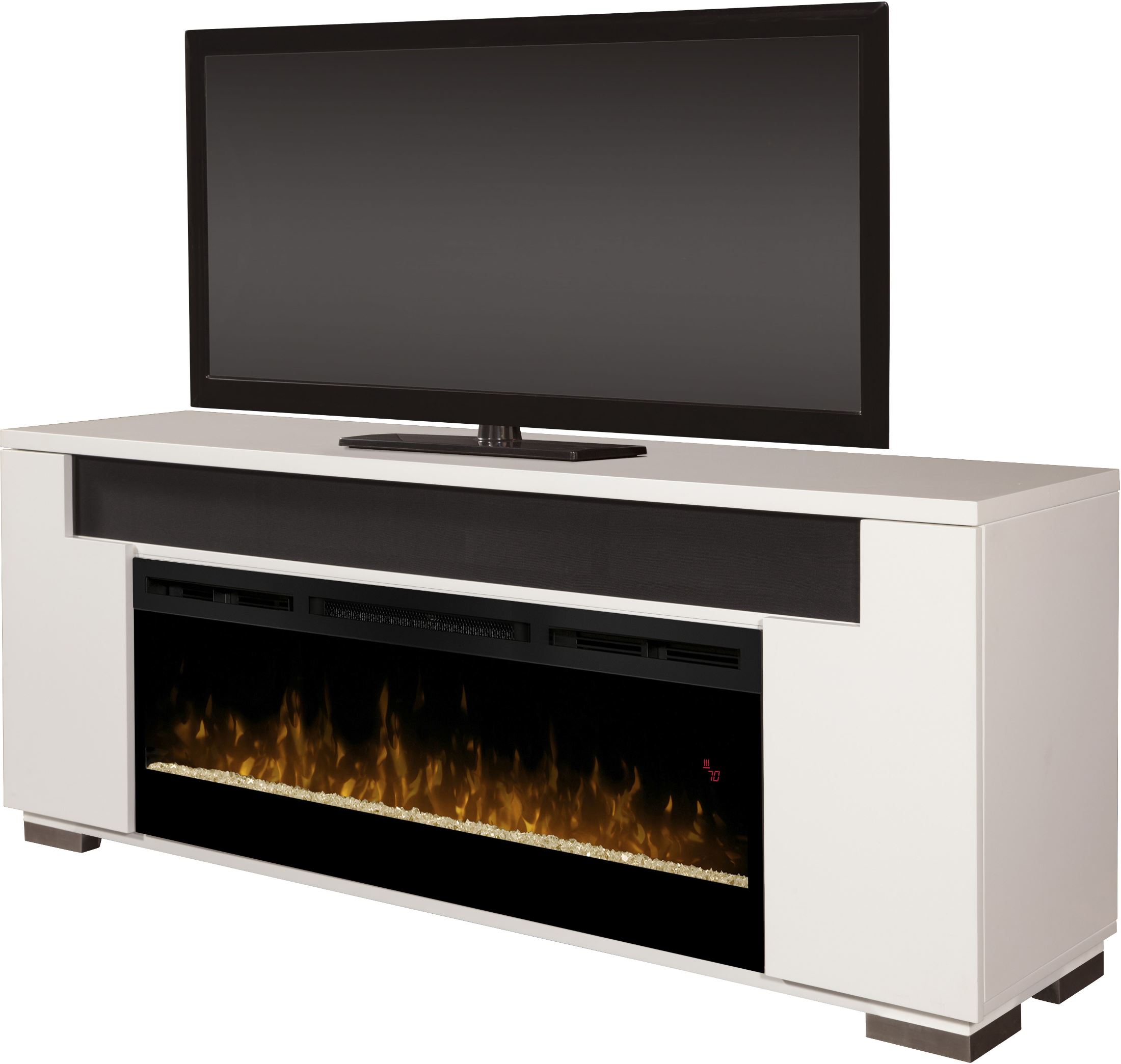 Haley White Media Console Electric Fireplace With Soundbar
