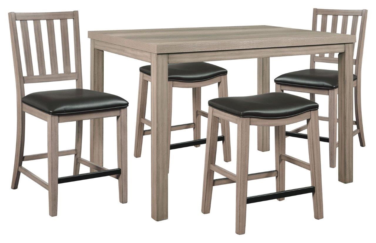 Oakwood Beige 52 Inch Leg Counter Height Dining Room Set