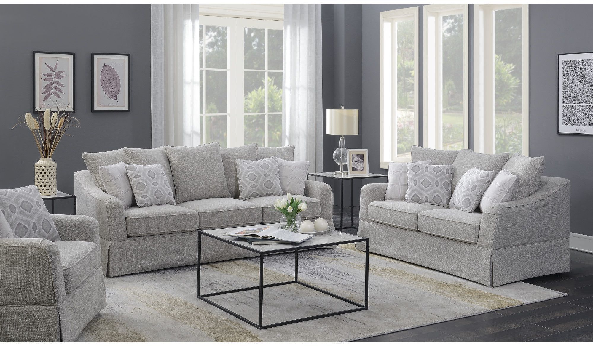 Gabrielle Morning Gray Sleeper Living Room Set 1stopbedrooms