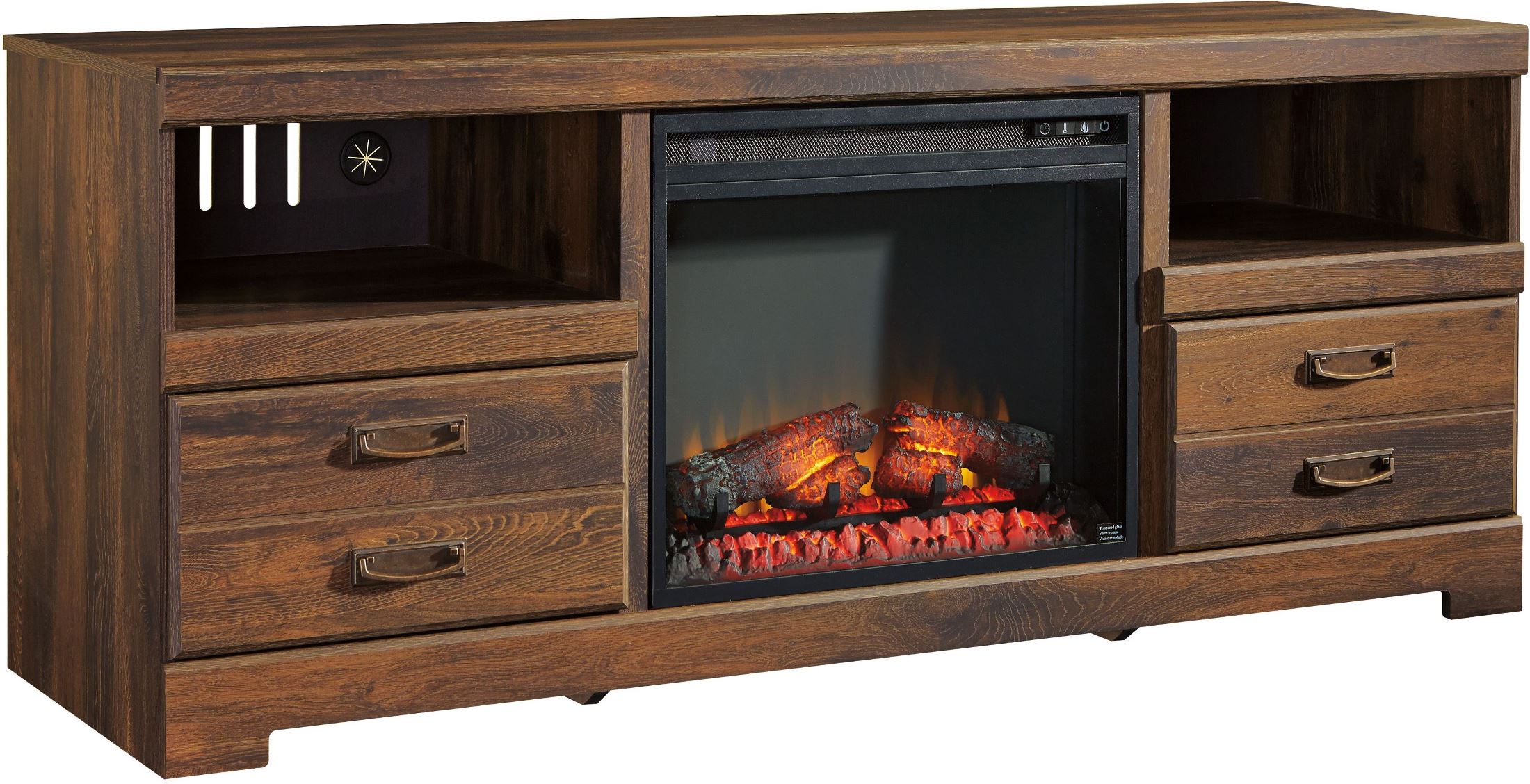 Quinden Lg Tv Stand With Glass Stone Fireplace Insert 1stopbedrooms