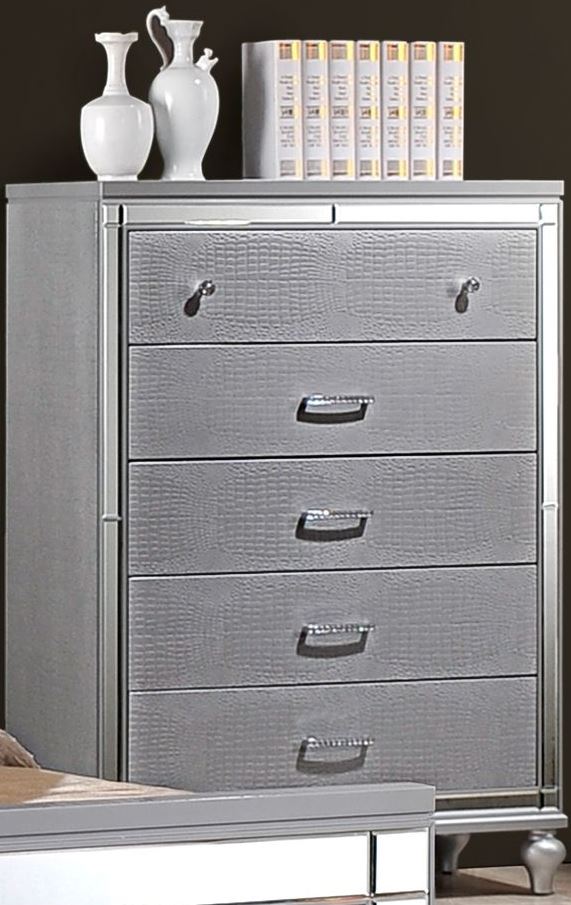 Valentino Silver Upholstered Panel Bedroom Set