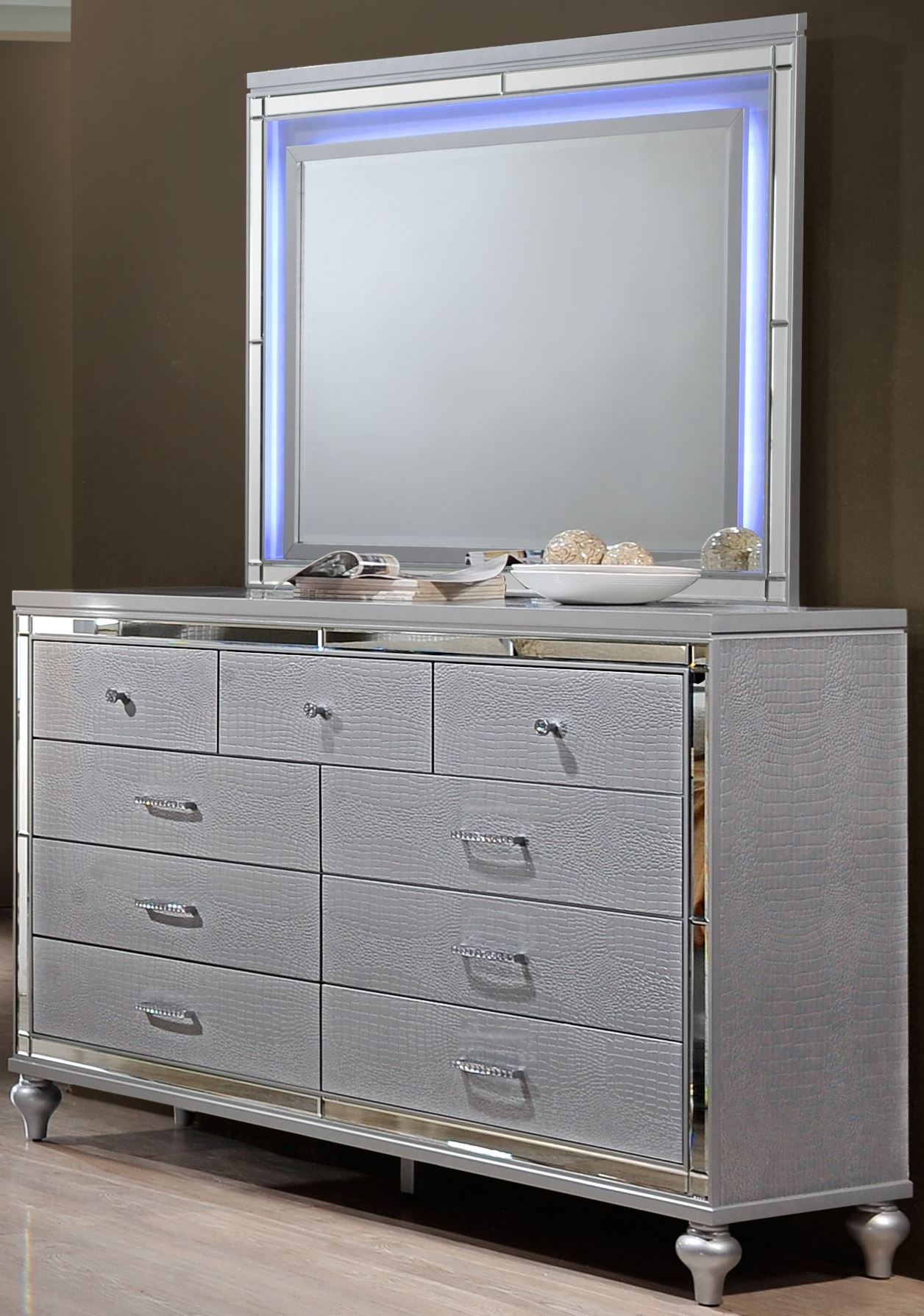 Valentino Silver Upholstered Panel Bedroom Set