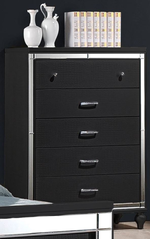 Valentino Black Upholstered Panel Bedroom Set 1stopbedrooms