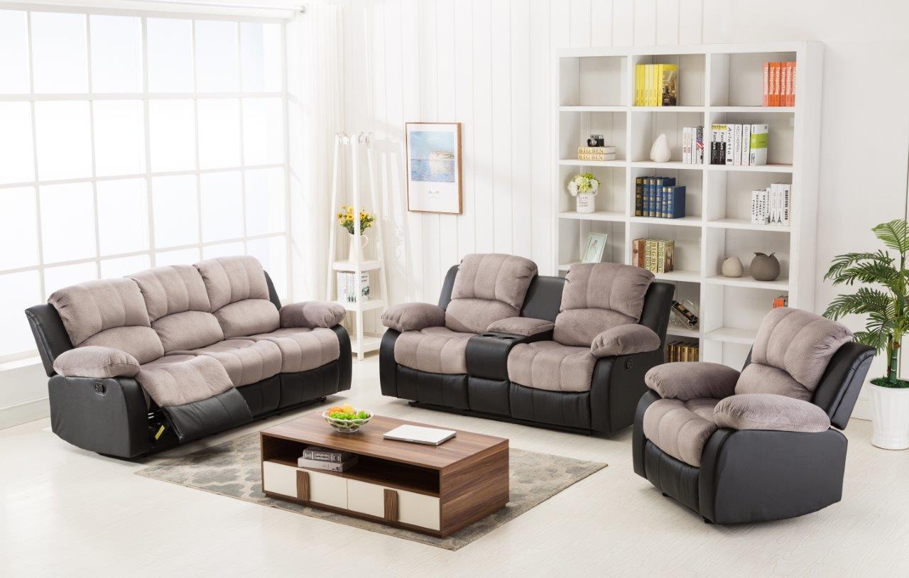 Camilla Recliner Sofa In Two Tone Gray And Black 1stopbedrooms