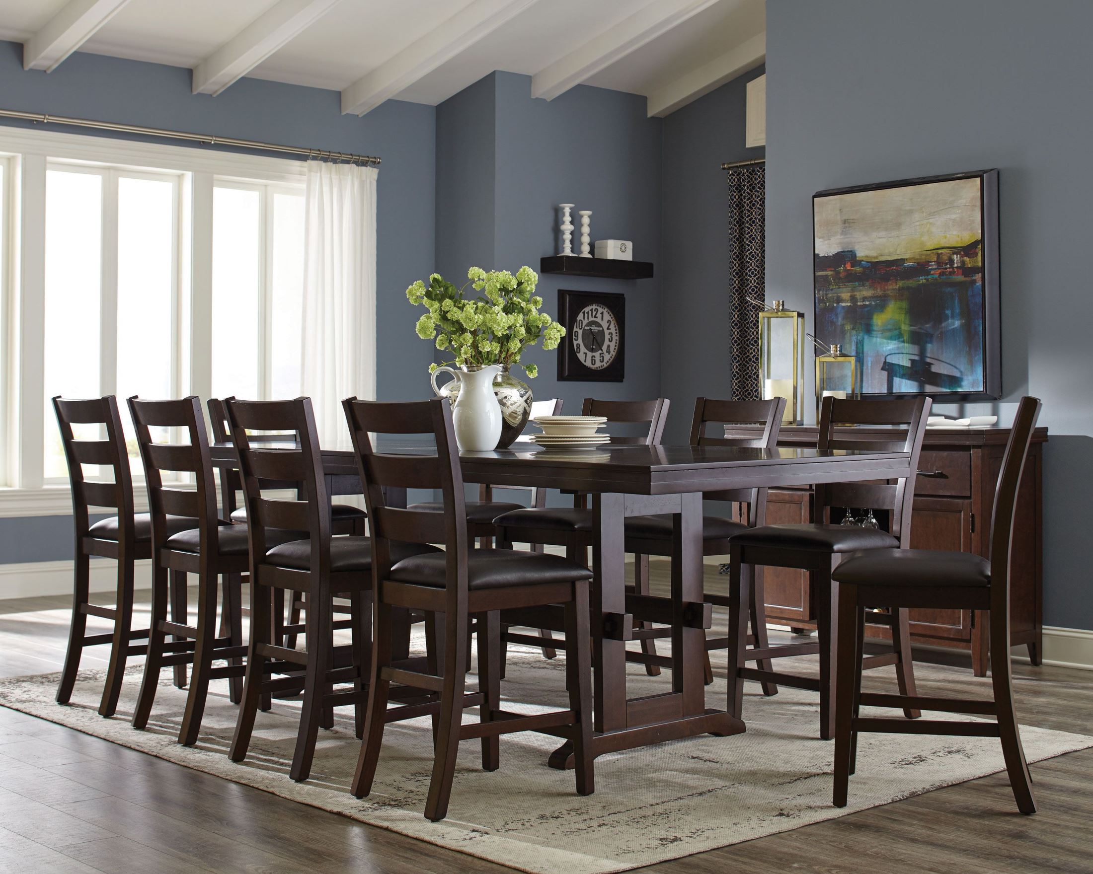 Holbrook Antique Tobacco Counter Height Extendable Dining Room Set