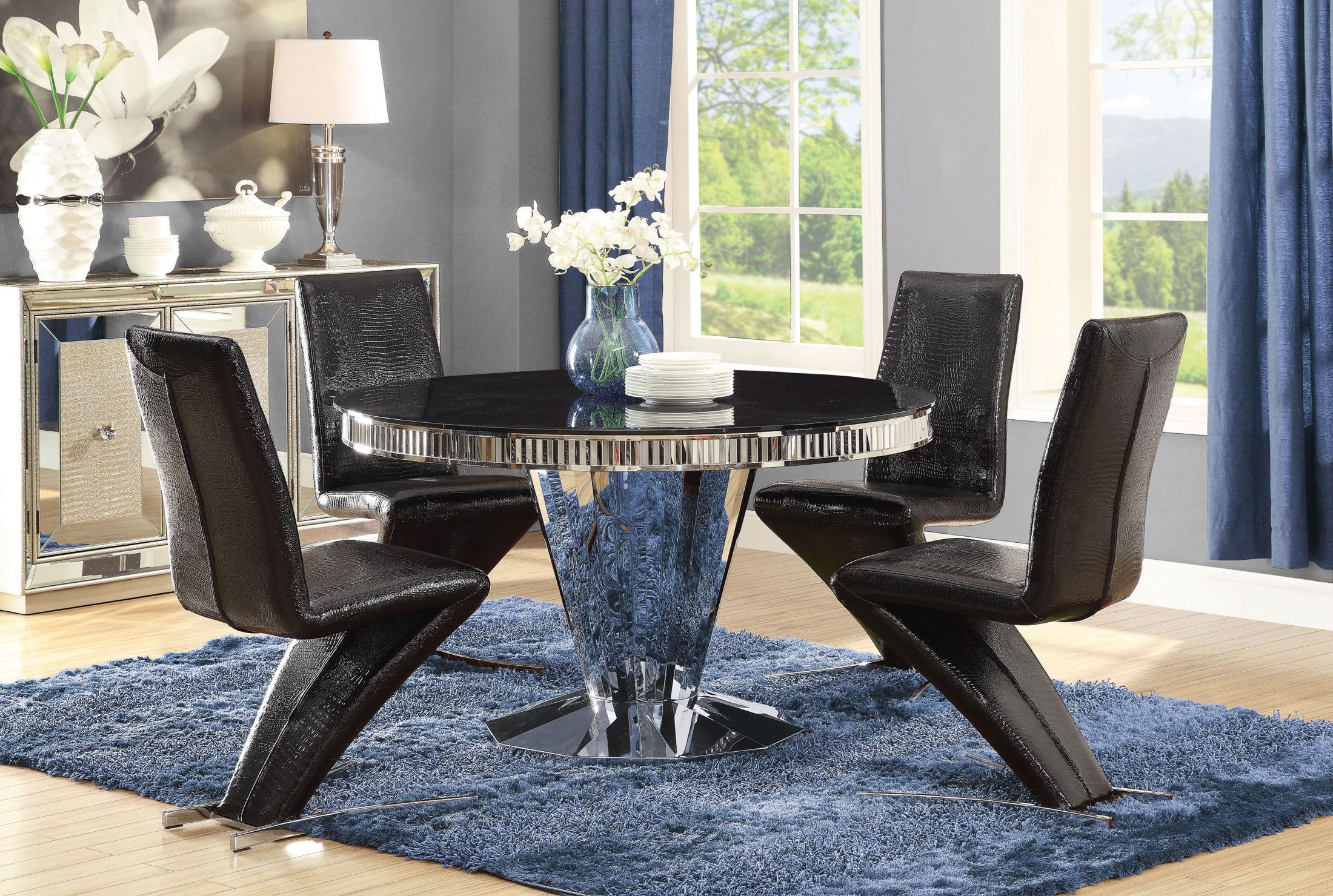 Barzini Stainless Steel Dining Room Set 1stopbedrooms