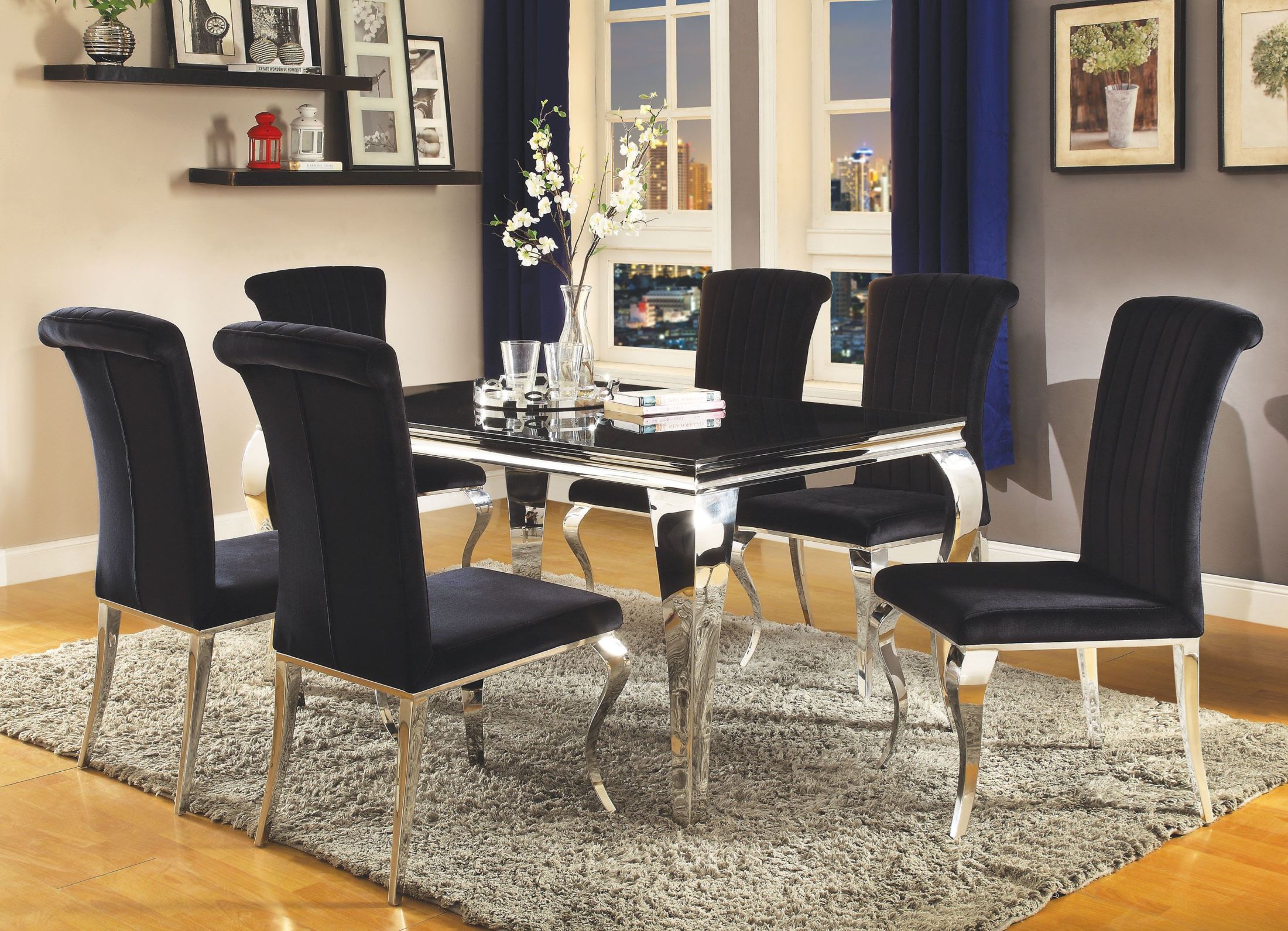 Carone Stainless Steel Dining Room Set 1stopbedrooms