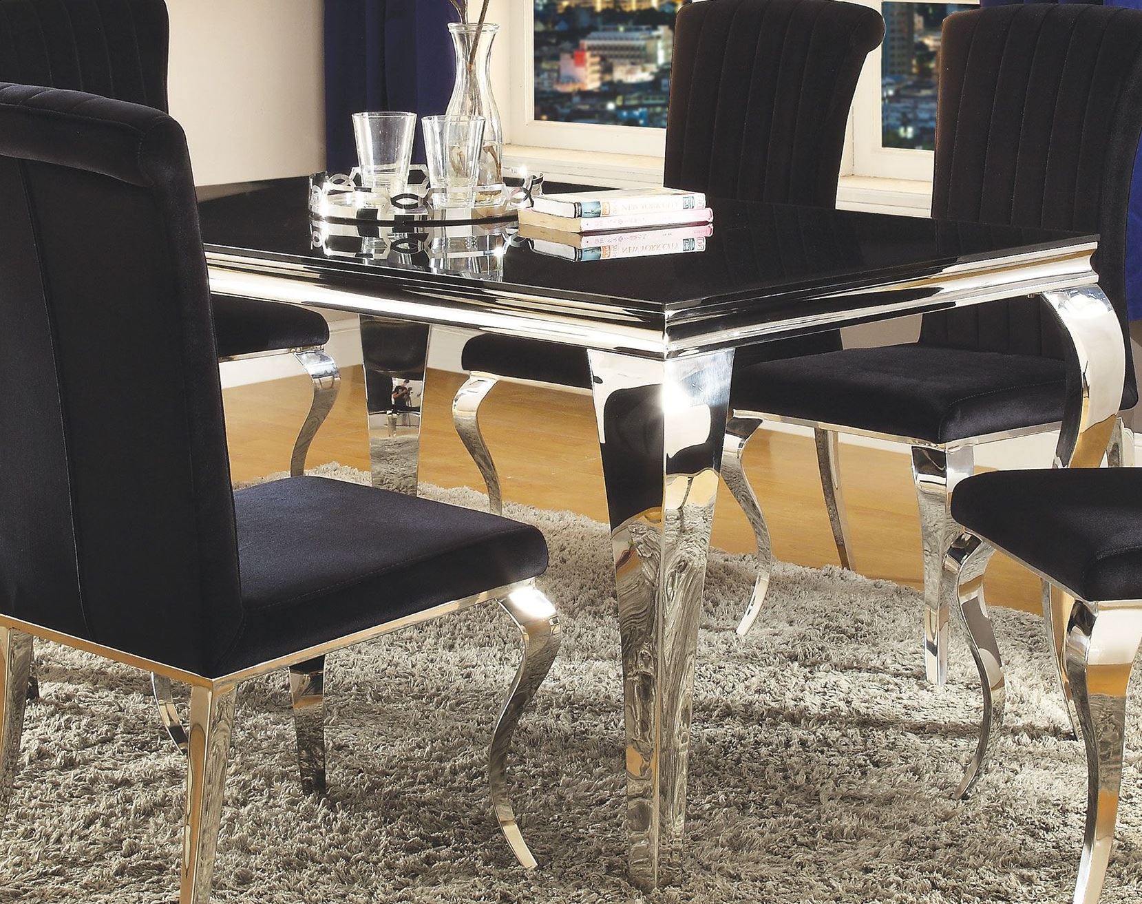 Carone Stainless Steel Dining Room Set 1stopbedrooms