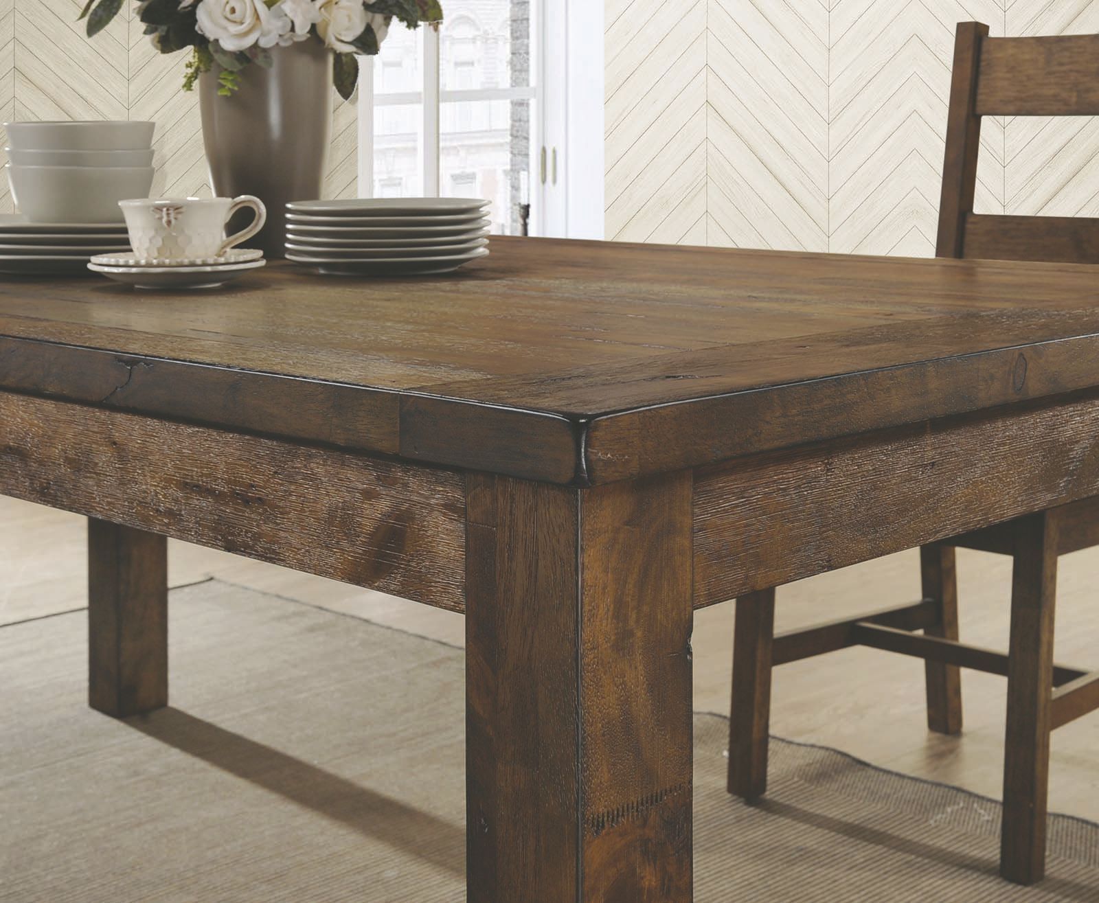 Rustic Golden Brown Rectangular Dining Room Set 1stopbedrooms