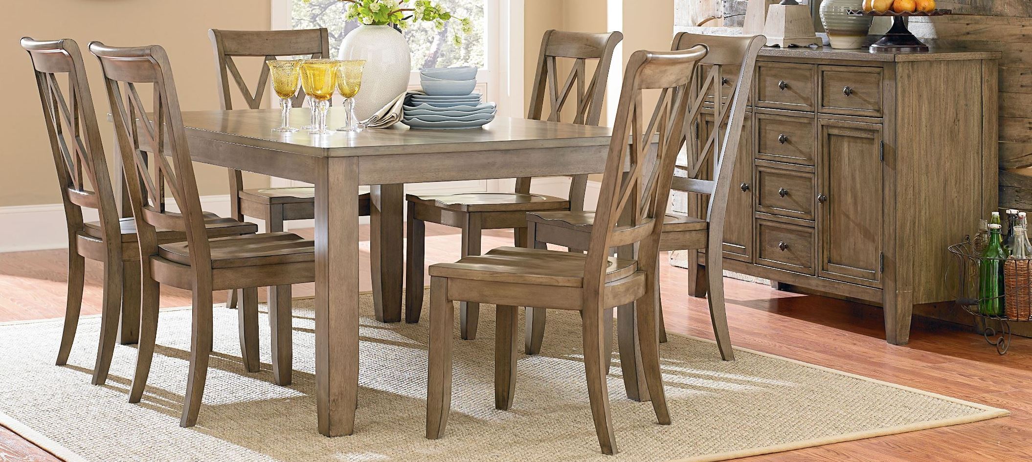 Vintage Weathered Gray Rectangular Leg Dining Room Set