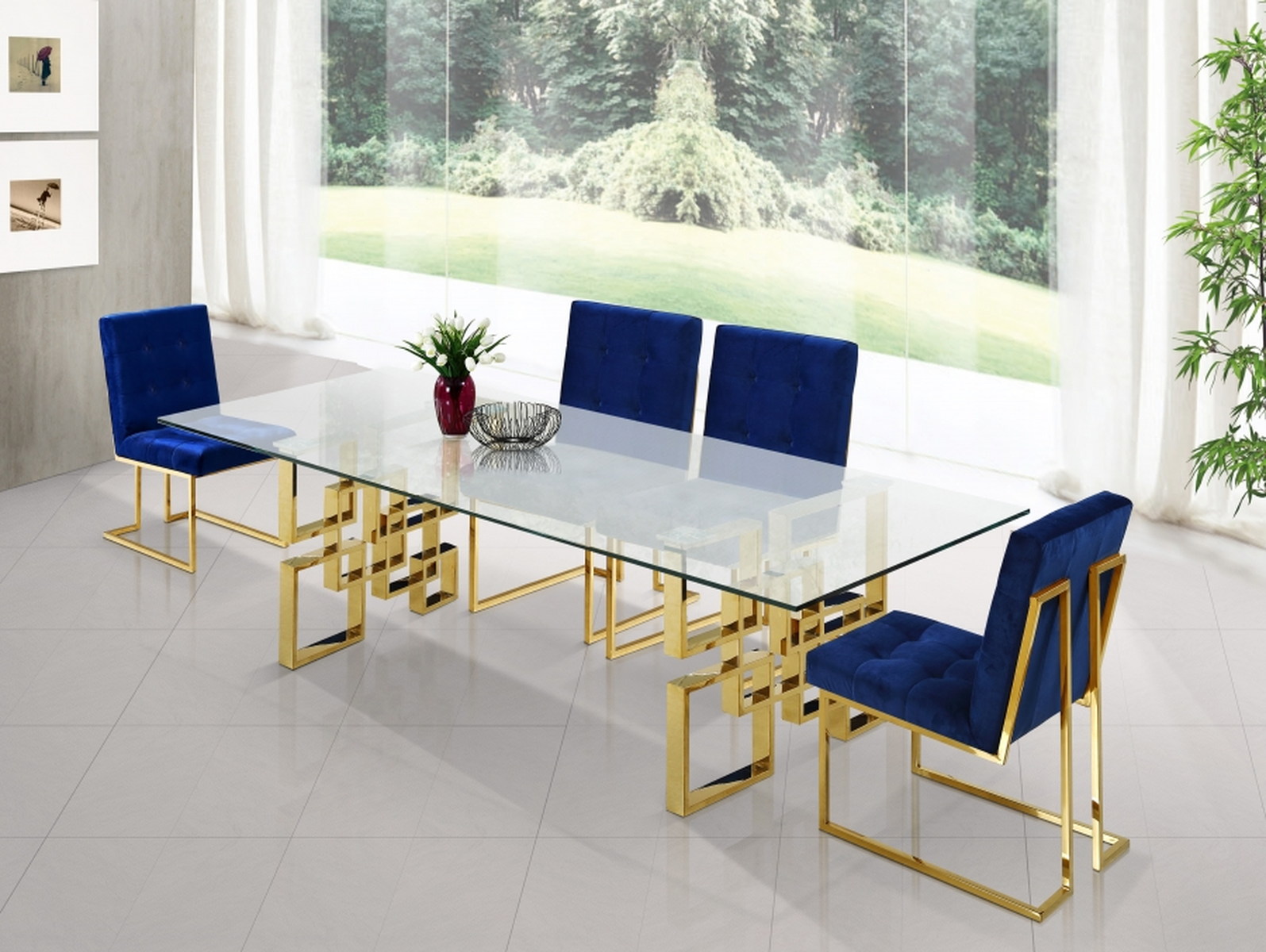Meridian Furniture Pierre 5pcs Dining Room Set In Rich Gold
