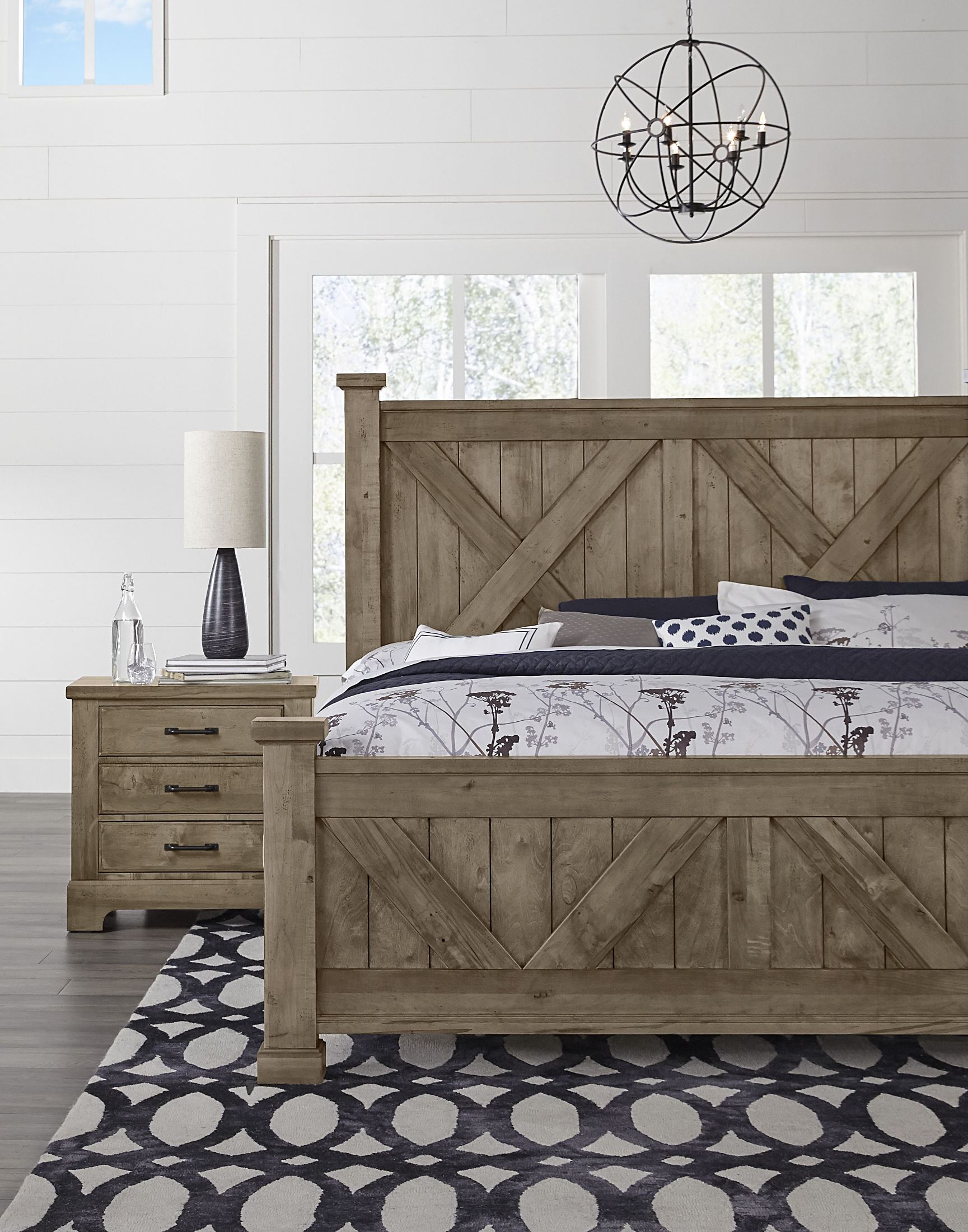 Cool Rustic Stone Grey X Style Bedroom Set 1stopbedrooms
