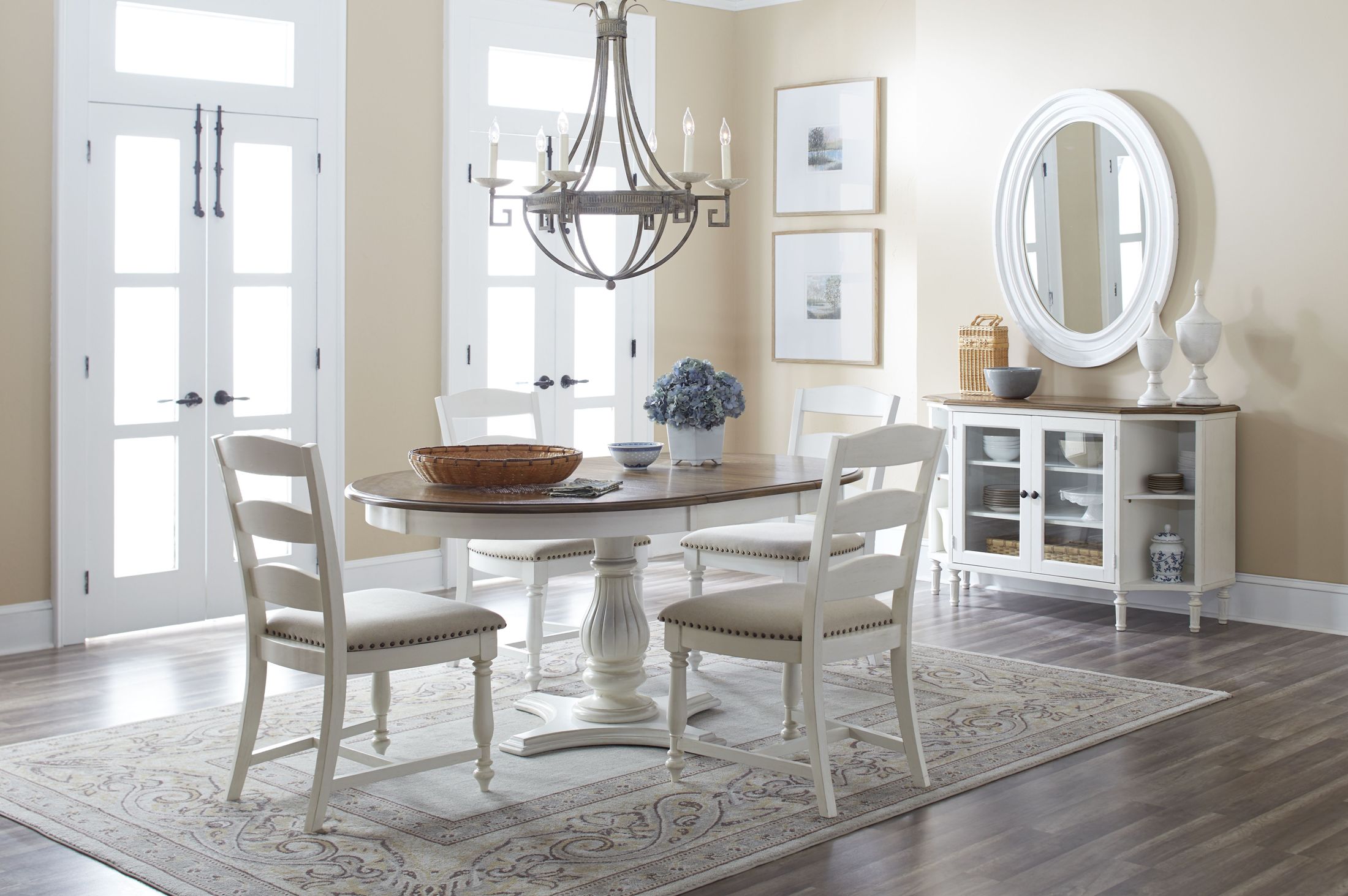 Castle Hill Brown And Cream Extendable Dining Room Set