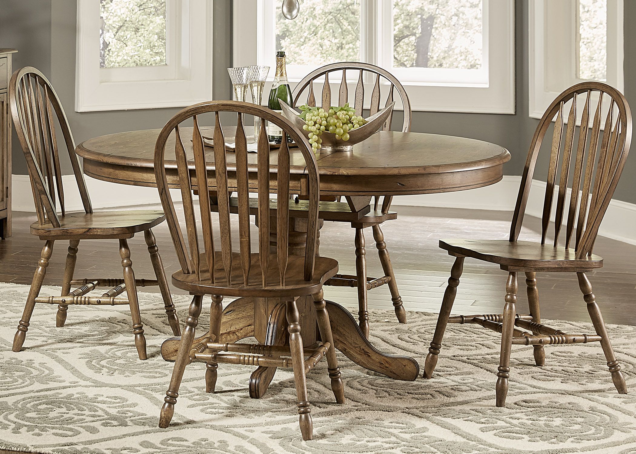 Carolina Crossing Antique Honey Oval Pedestal Dining Room Set