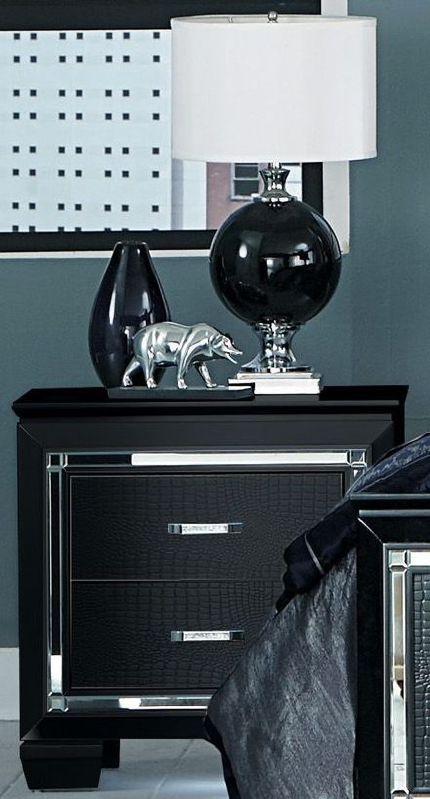 Allura Black Upholstered Panel Bedroom Set - 1StopBedrooms.