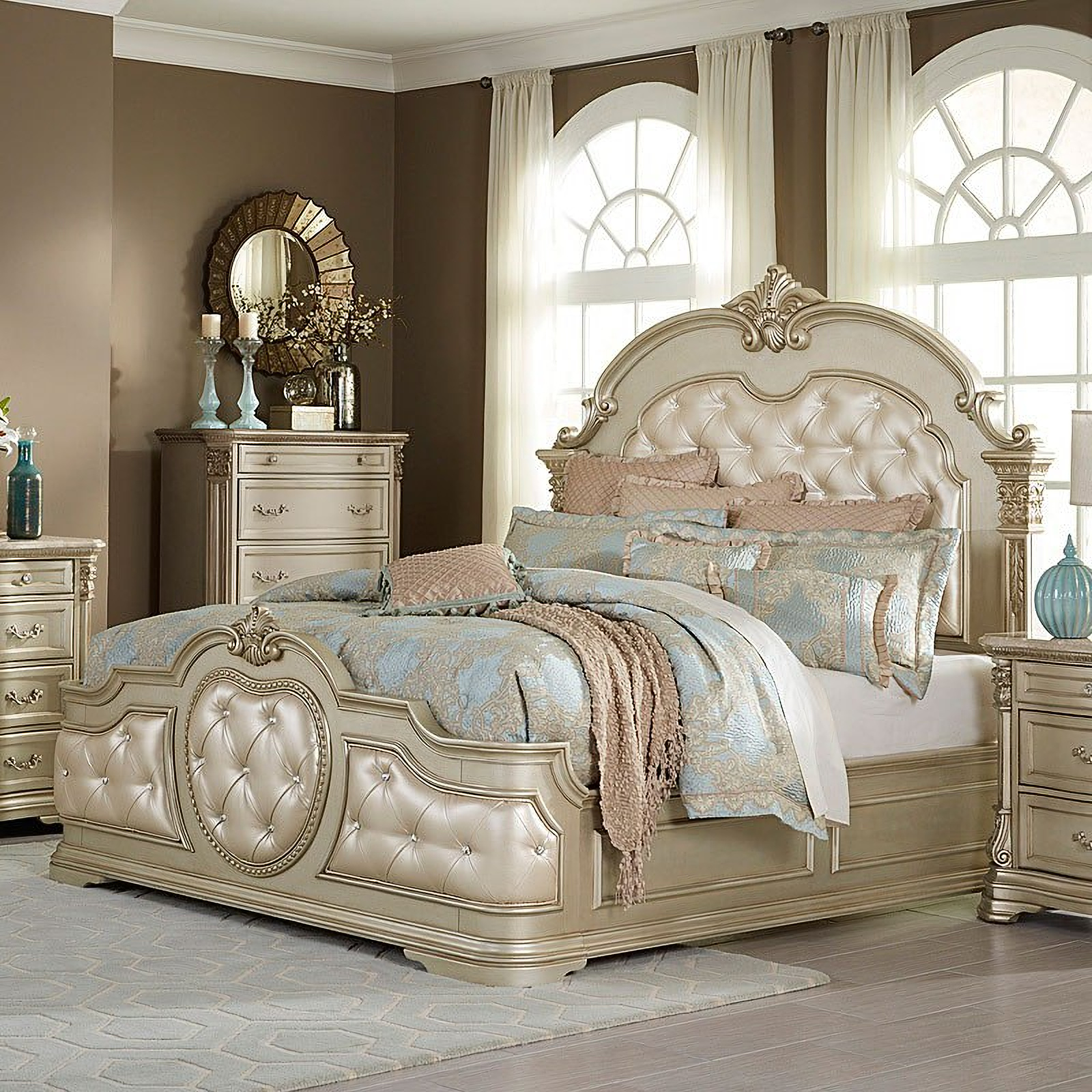 Antoinetta Panel Bedroom Set Champagne 1stopbedrooms