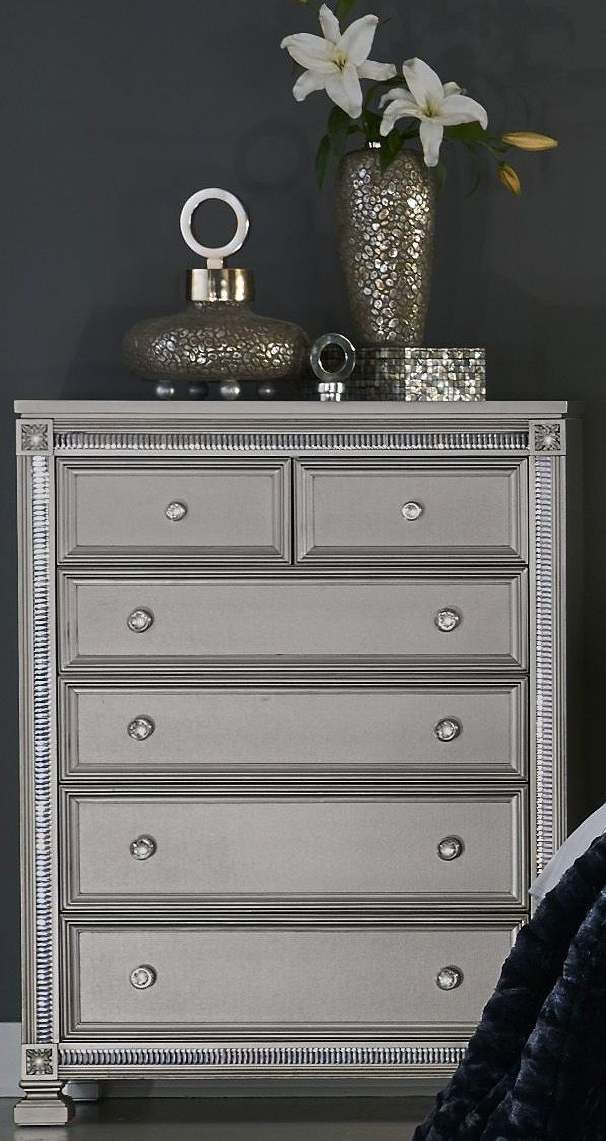 Bevelle Silver Upholstered Panel Bedroom Set 1stopbedrooms
