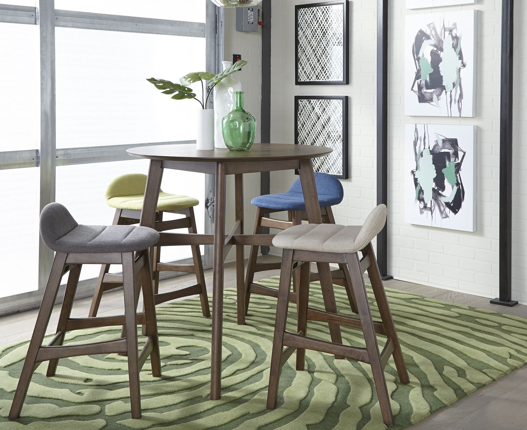 Space Savers Satin Walnut Counter Height Dining Room Set