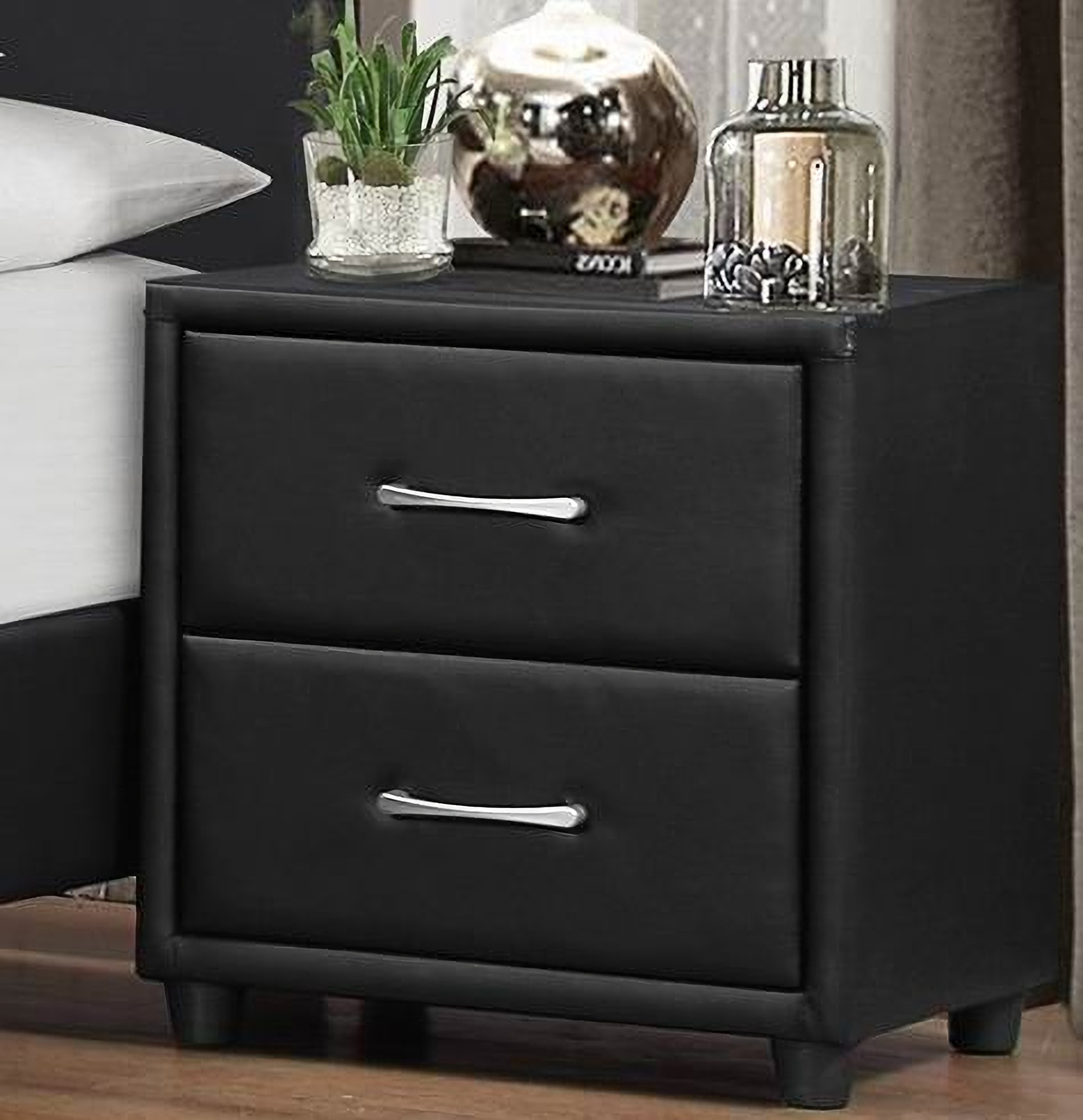 Lorenzi Black Upholstered Platform Bedroom Set ...
