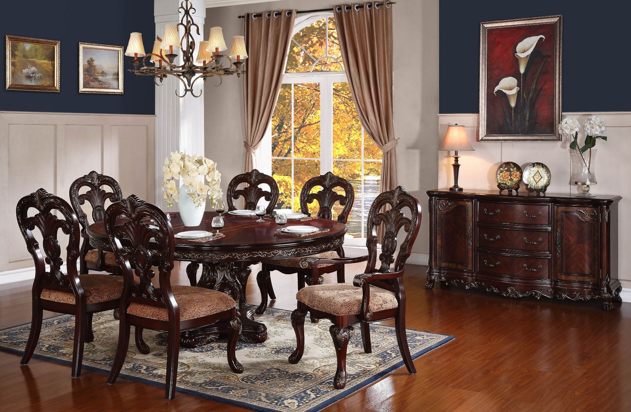 Deryn Park Cherry Extendable Oval Dining Room Set 1stopbedrooms