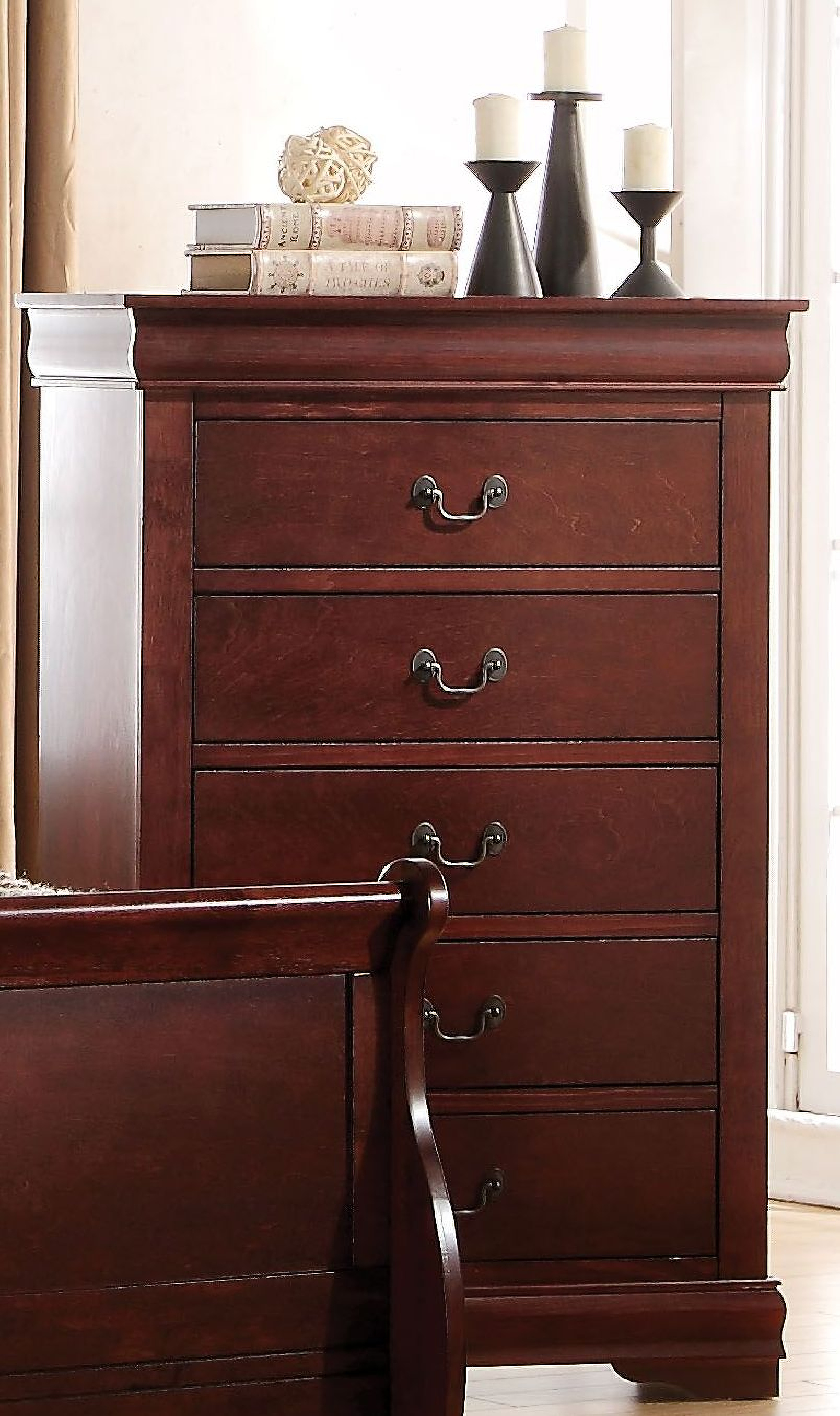 Louis Philippe Cherry Youth Sleigh Bedroom Set - 1StopBedrooms.