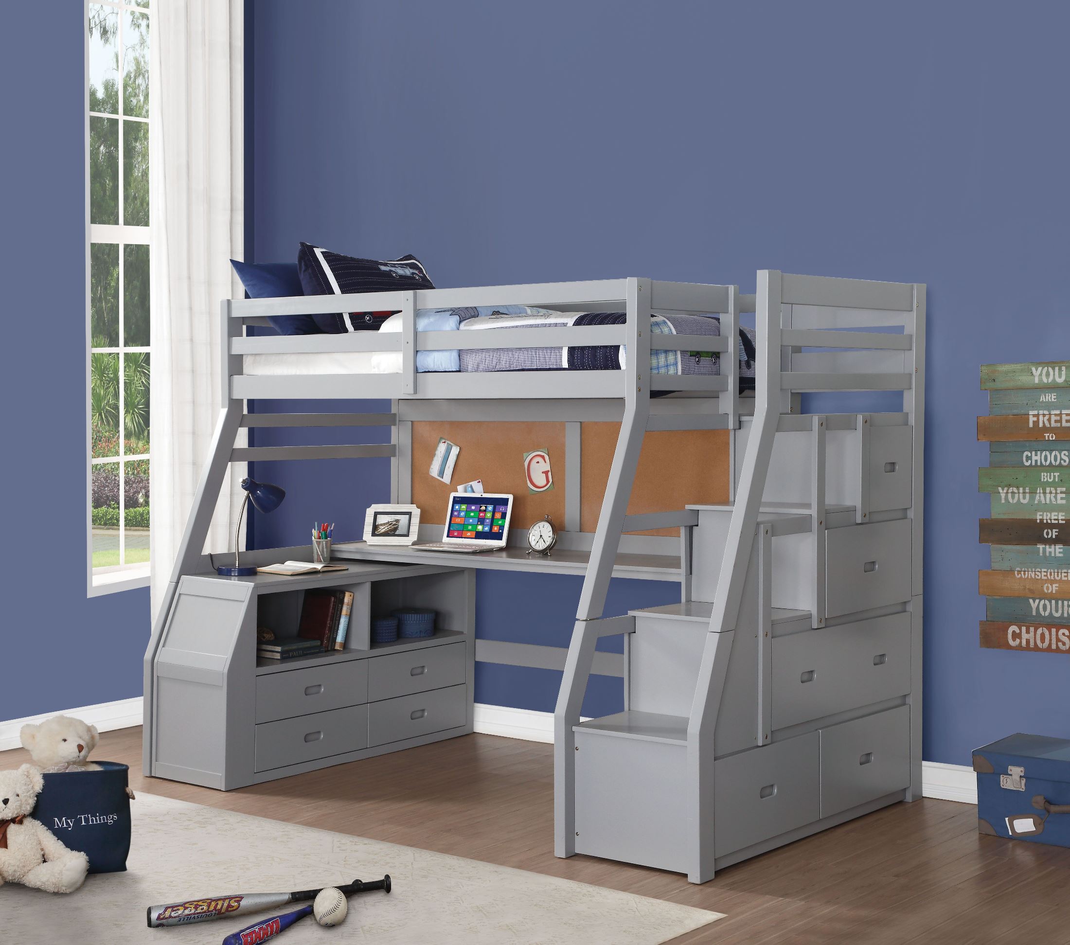 Jason Gray Ii Loft Bed With Storage Ladder 1stopbedrooms