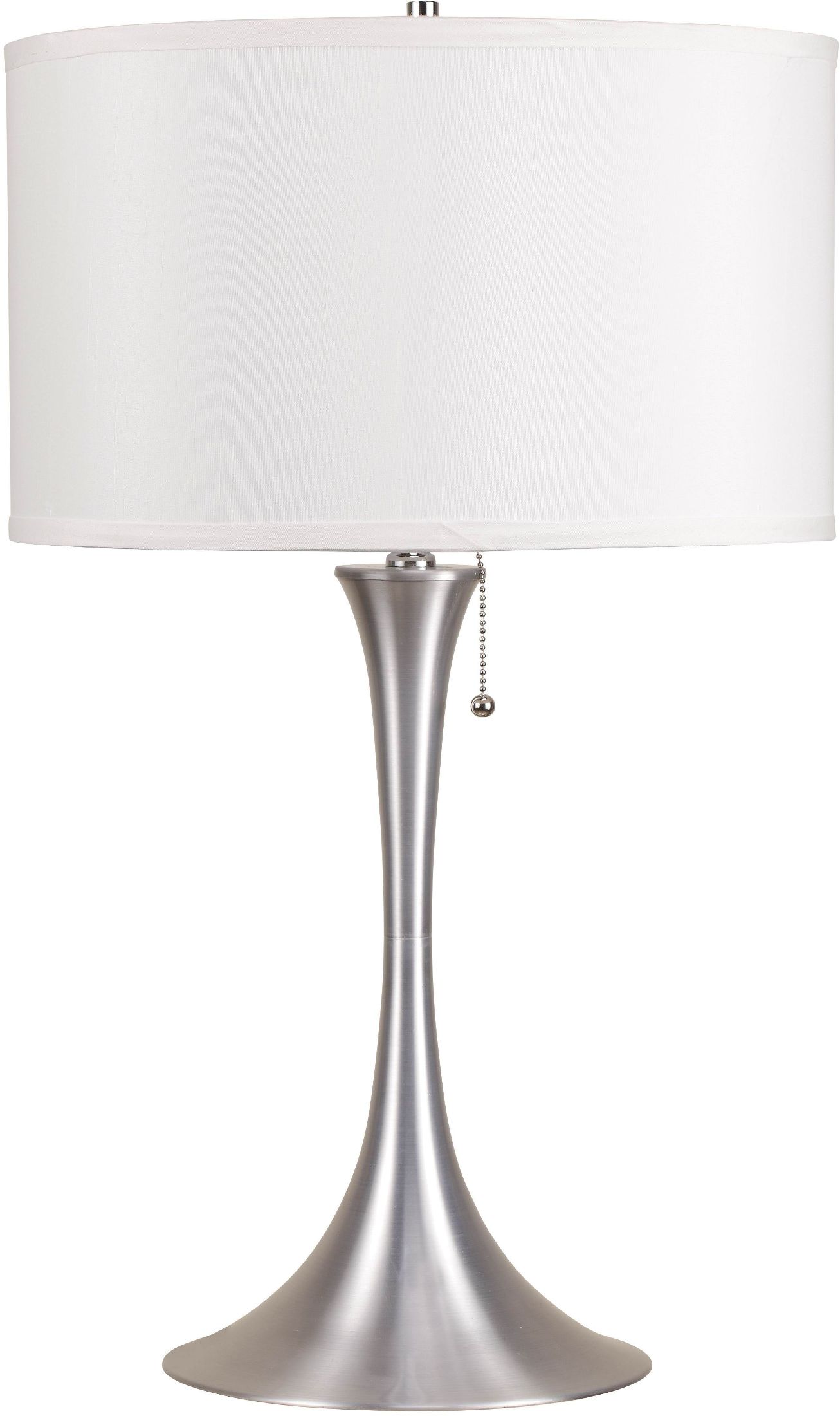 white and silver table lamps