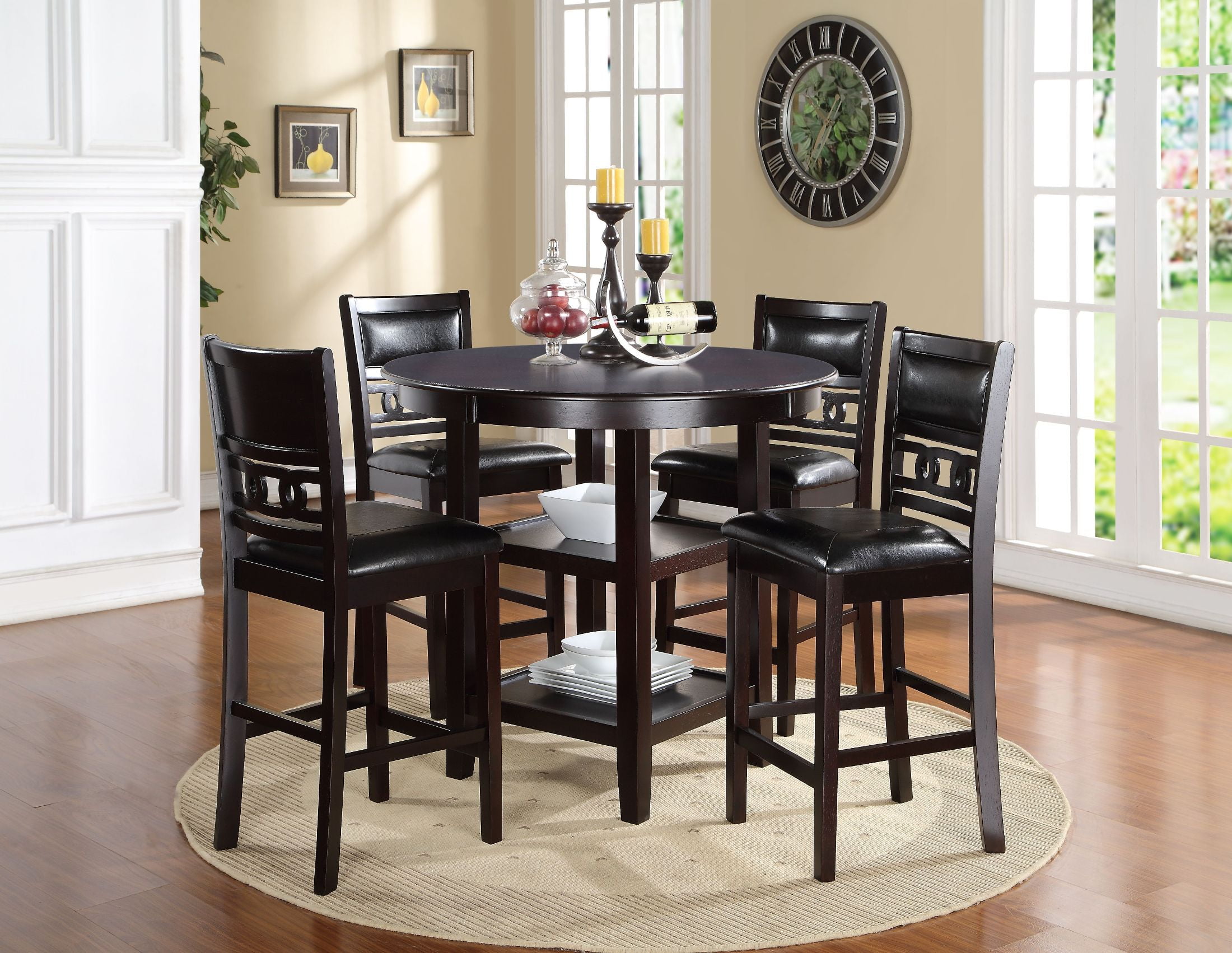 Gia Brown 5 Piece Round Counter Height Dining Room Set