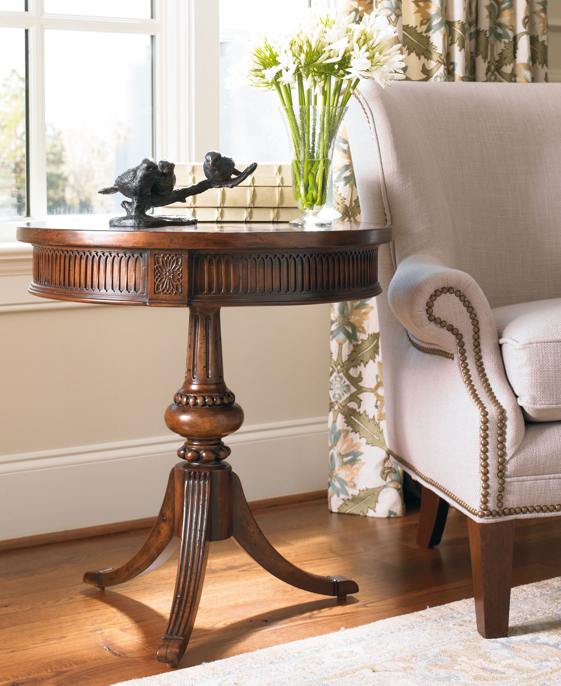 Medium Wood Round Pedestal Accent Table 1stopbedrooms