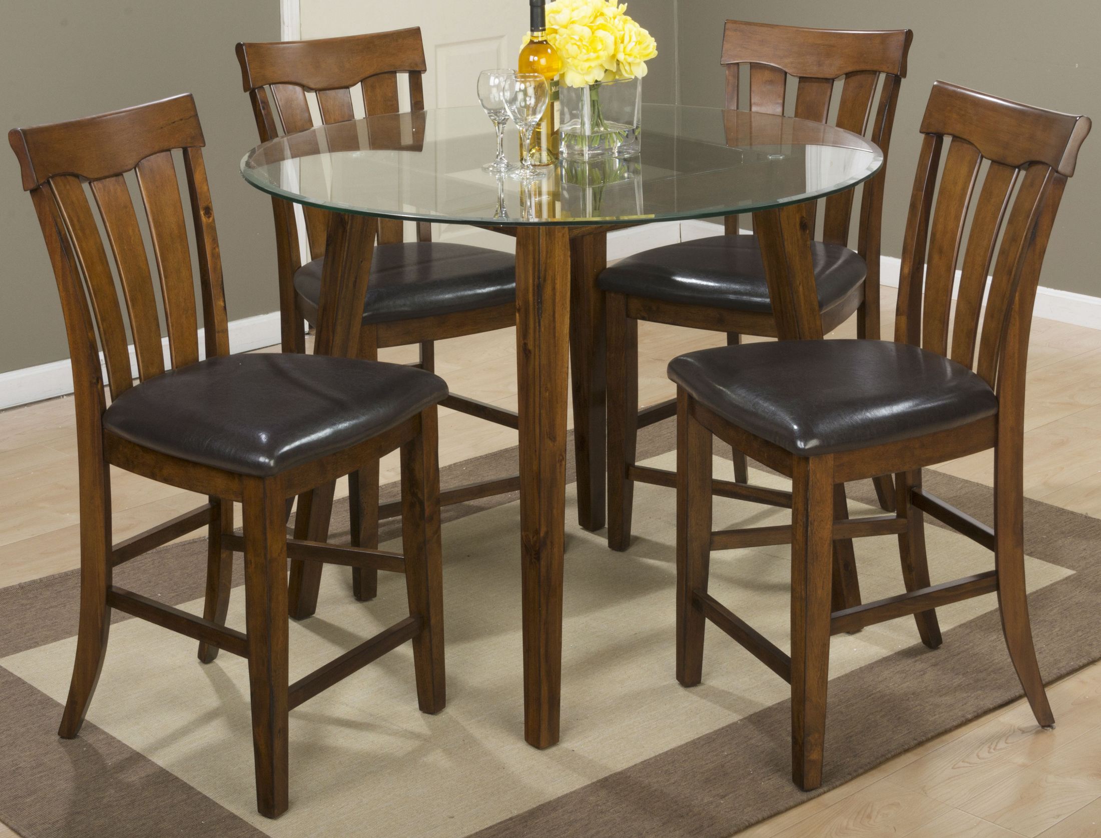 Plantation 48 Glass Top Round Counter Height Dining Room Set