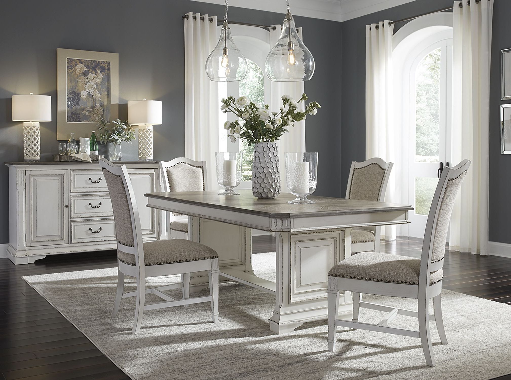 Abbey Park Antique White Trestle Dining Room Set 1stopbedrooms
