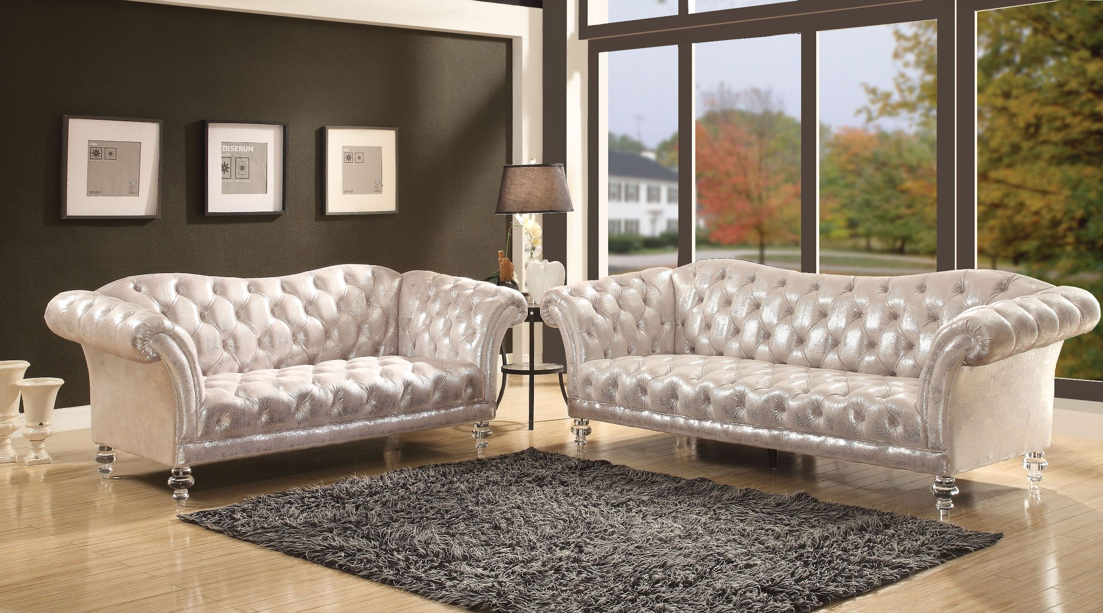 Dixie Metallic Silver Living Room Set