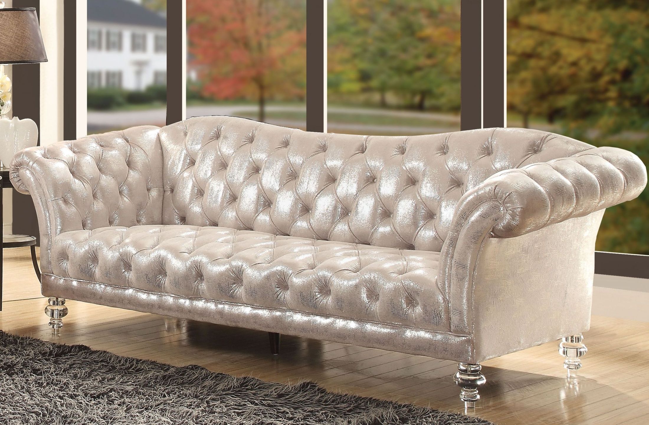 Dixie Metallic Silver Living Room Set