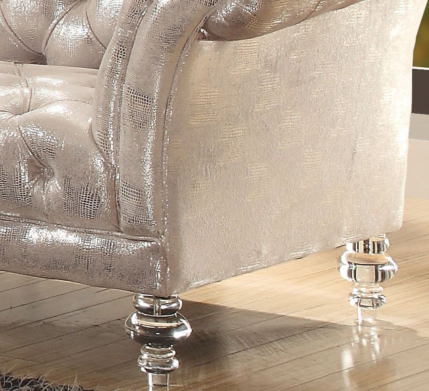 Dixie Metallic Silver Living Room Set