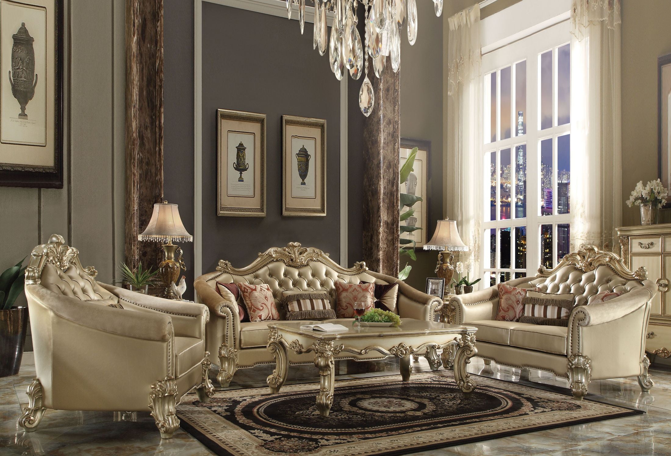 Vendome Ii Bone Gold Patina Living Room Set 1stopbedrooms