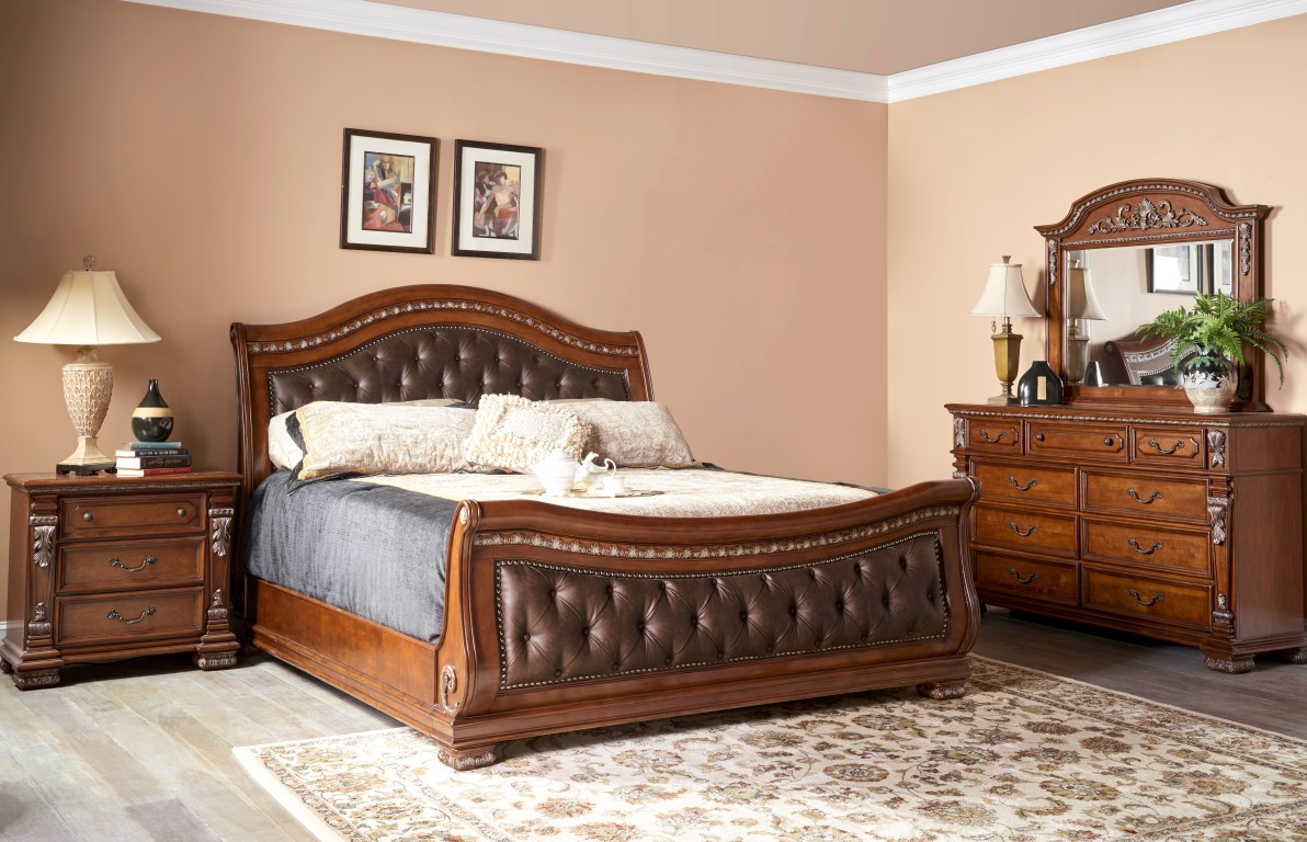 Fairfax Home Furnishings Orleans Sleigh Bedroom Set In Antique Brown