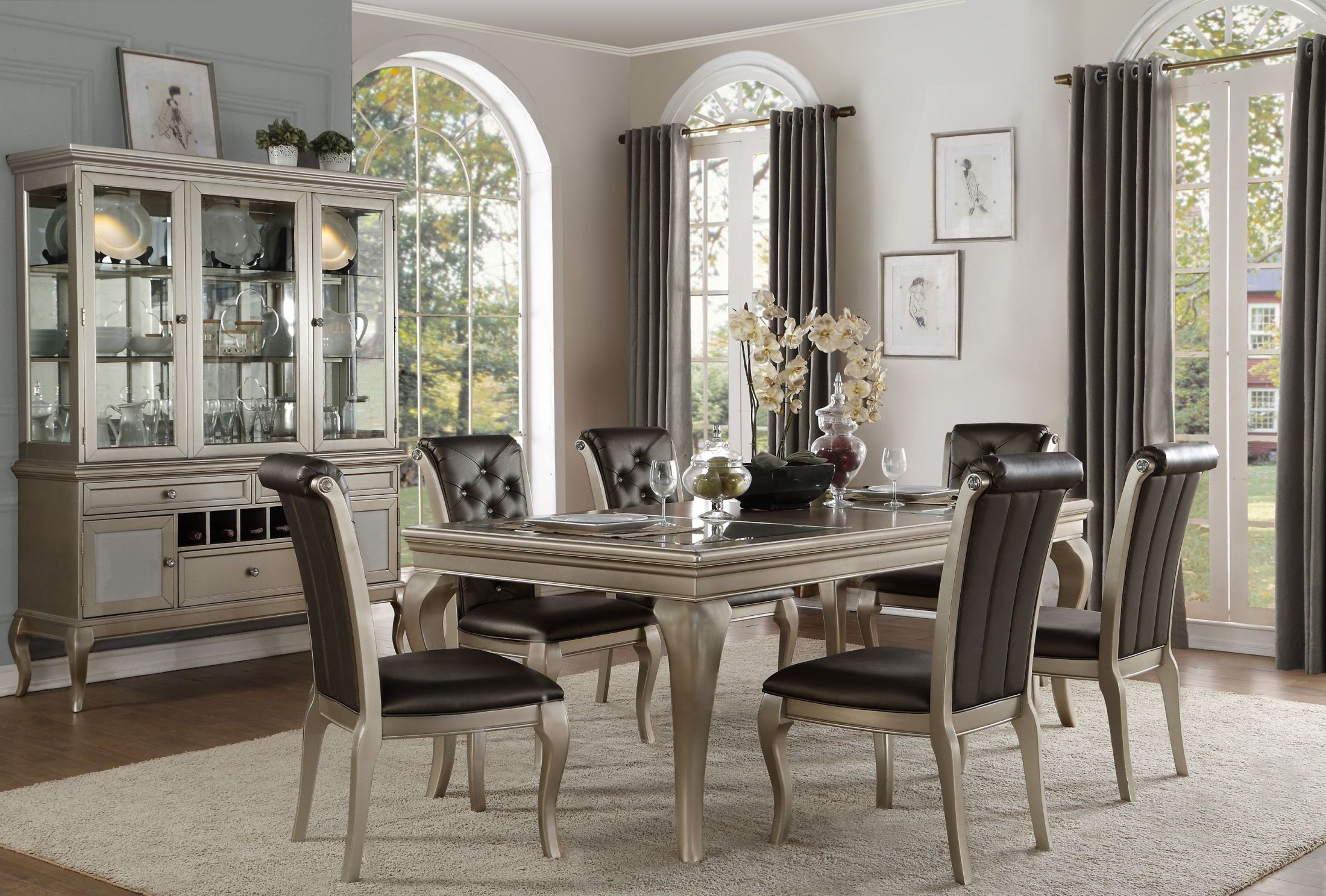 Crawford Silver Extendable Dining Room Set 1stopbedrooms