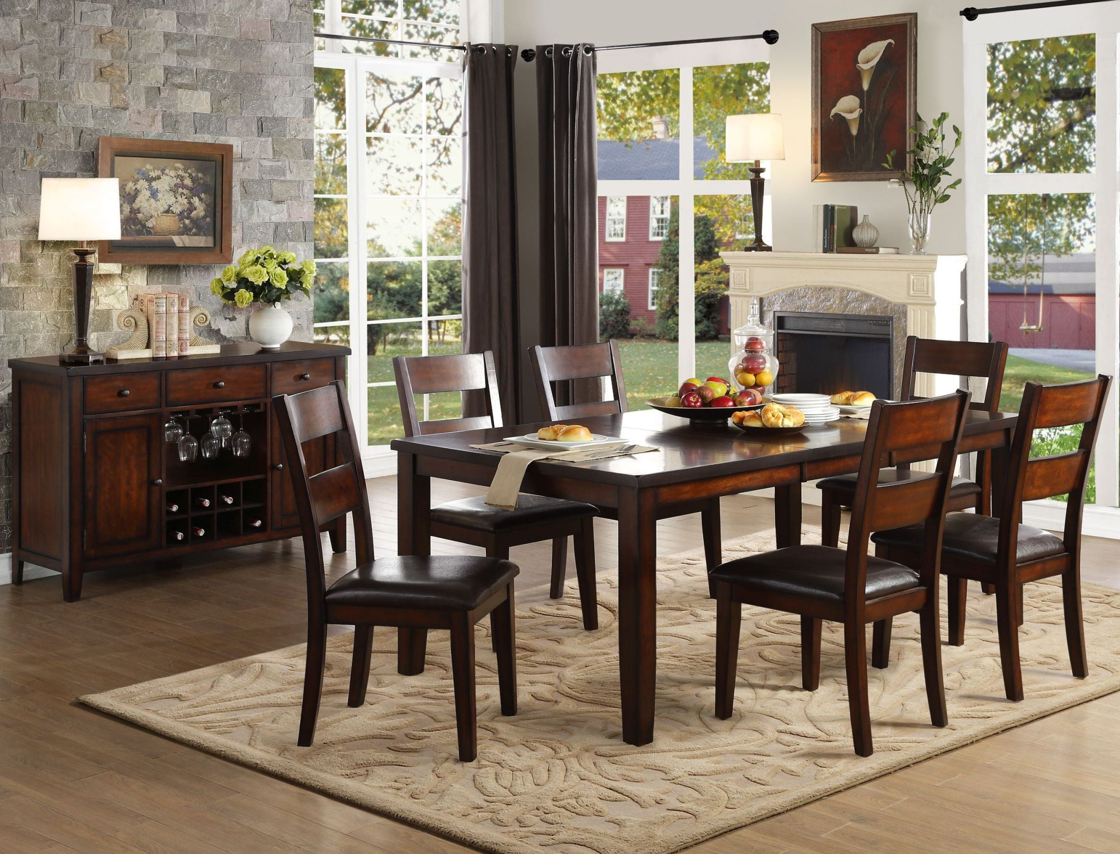 Mantello Dark Brown Extendable Dining Room Set 1stopbedrooms