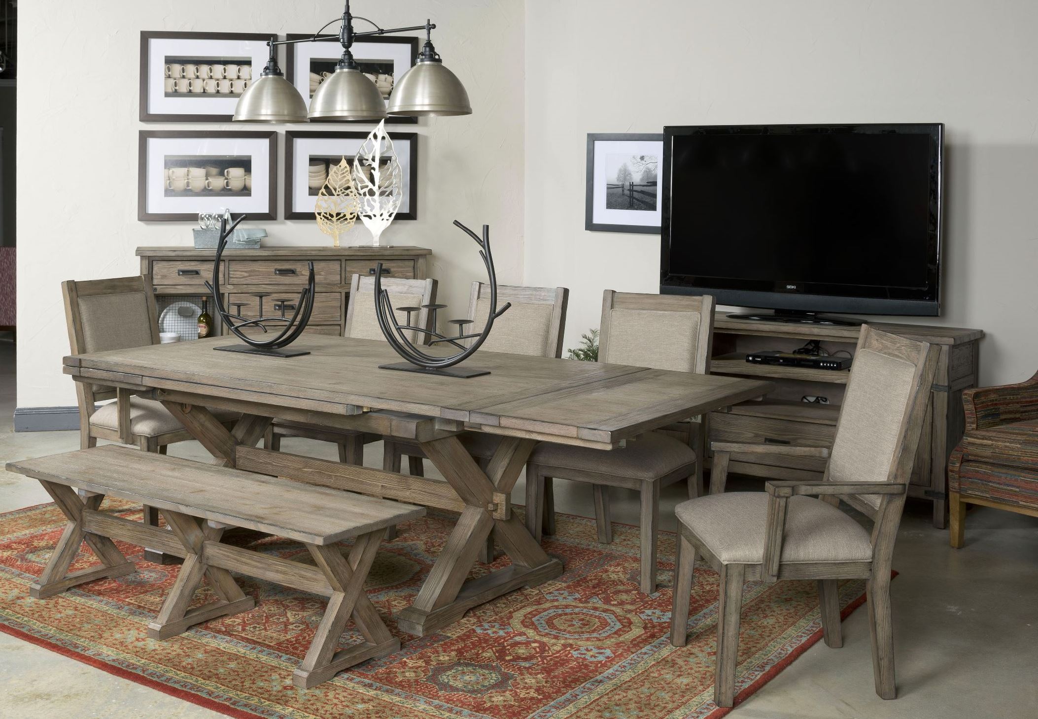 Foundry Extendable Saw Buck Dining Room Set 1stopbedrooms Foundry Extendable Saw Buck Dining Room Set Main Image