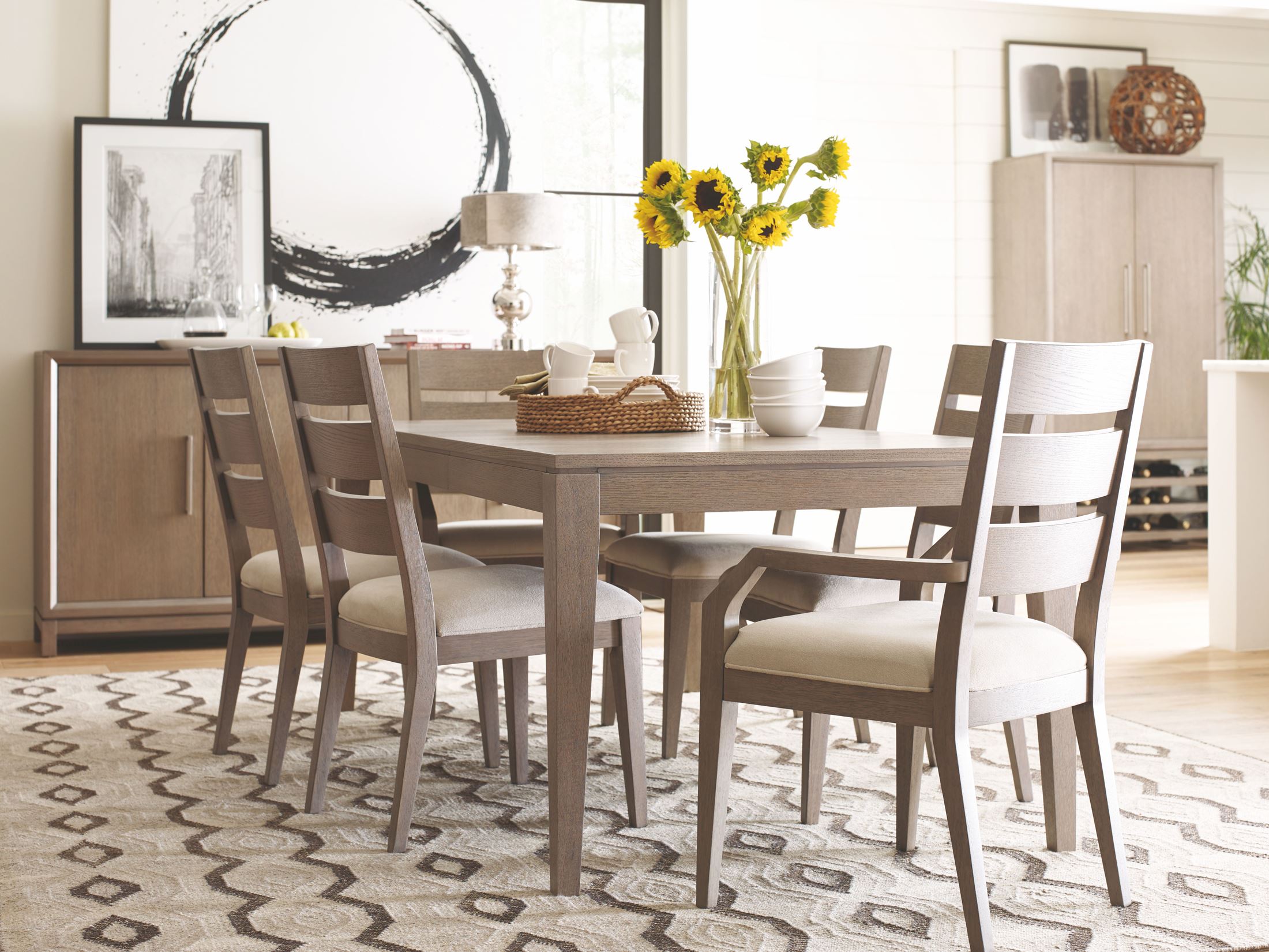 High Line Greige Extendable Leg Dining Room Set 1stopbedrooms