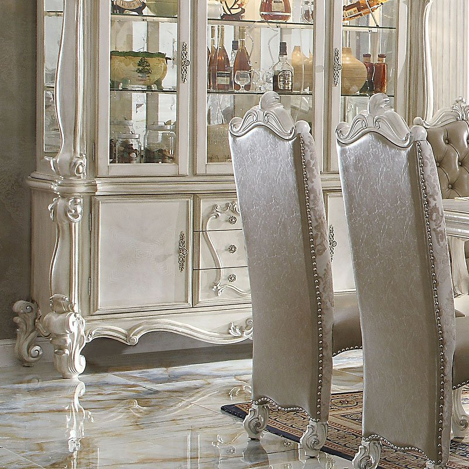 Versailles Counter Height Dining Room Set Bone White