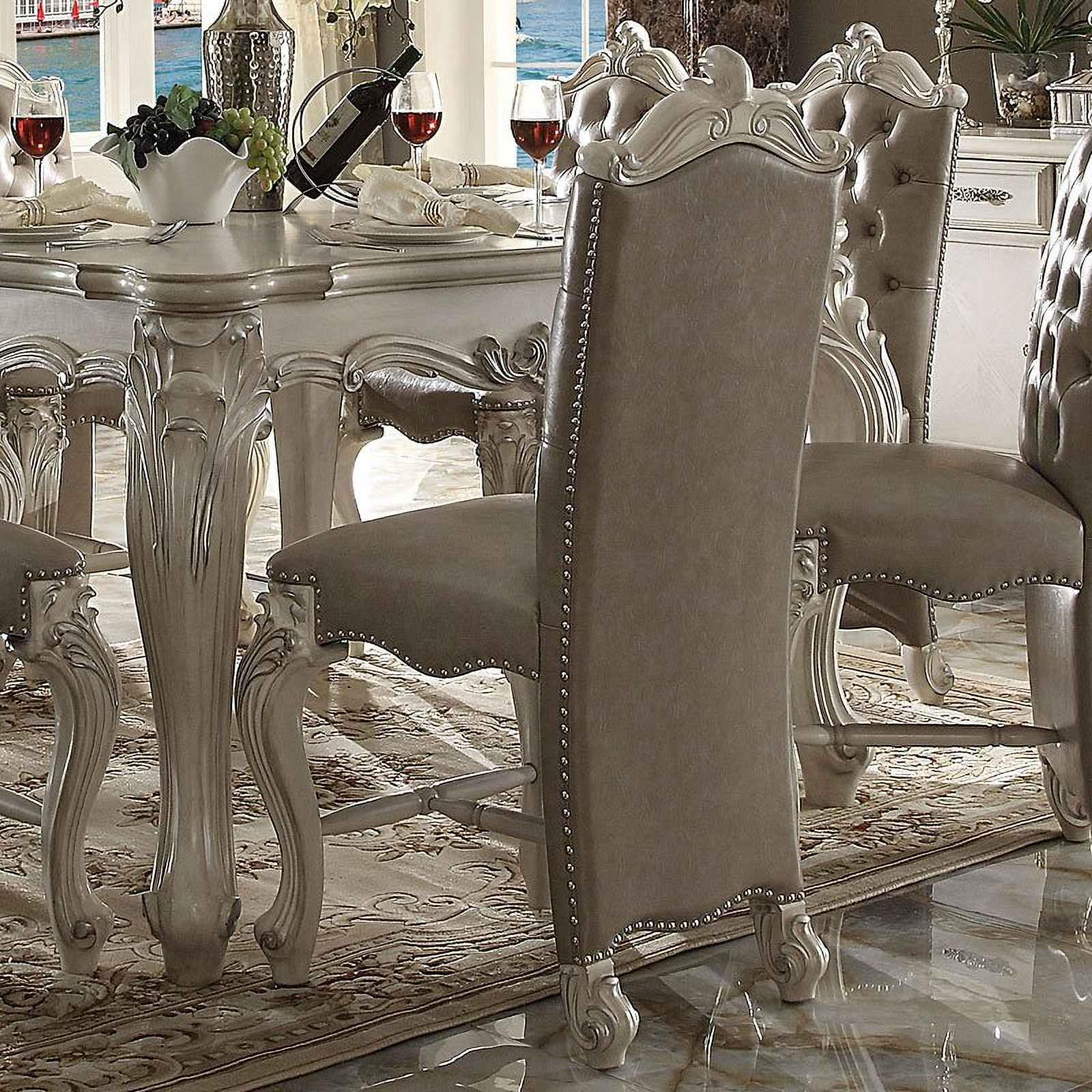 Versailles Counter Height Dining Room Set Bone White