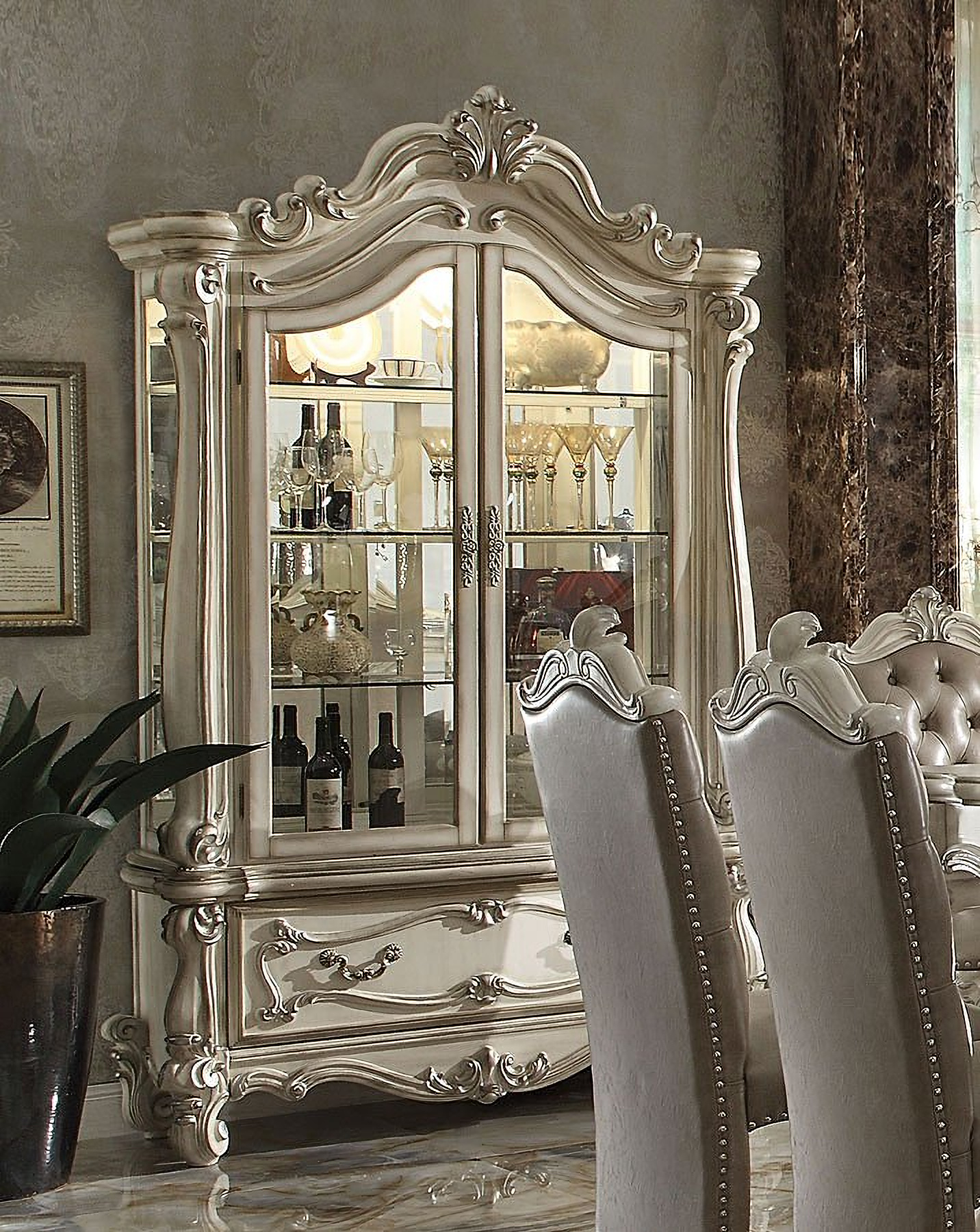 Versailles Counter Height Dining Room Set Bone White