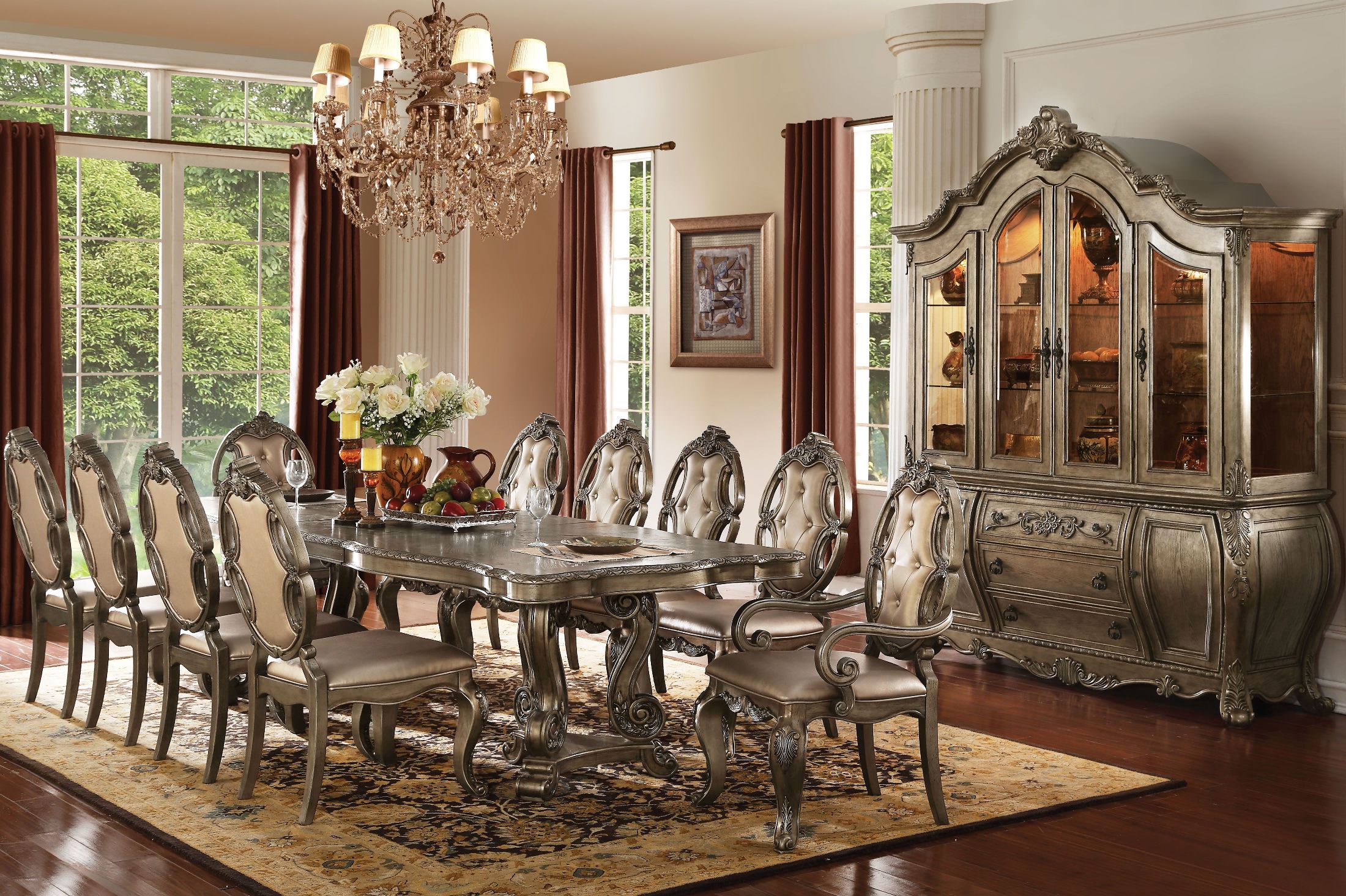 Ragenardus Vintage Oak Double Pedestal Dining Room Set