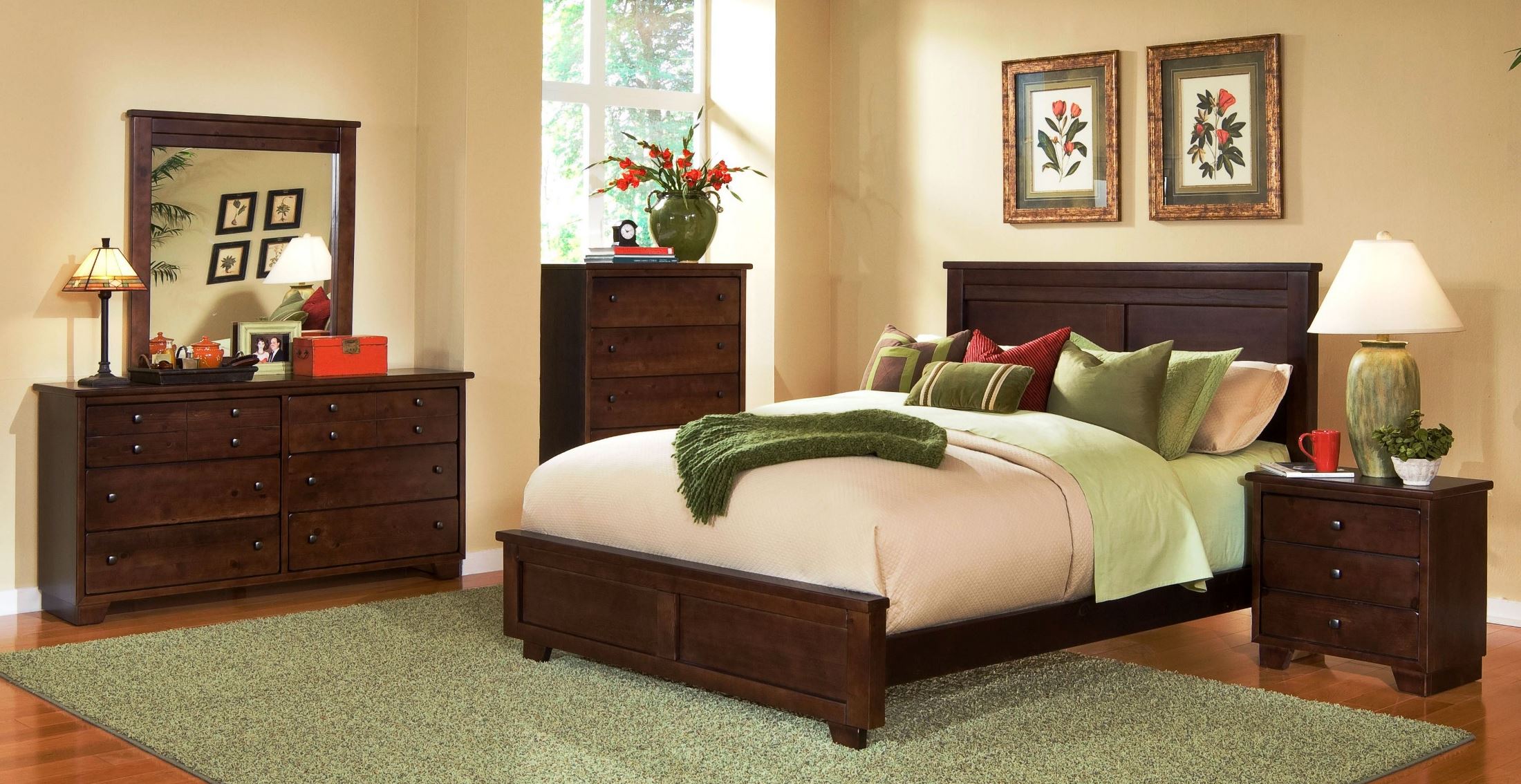 Diego Espresso Pine Panel Bedroom Set