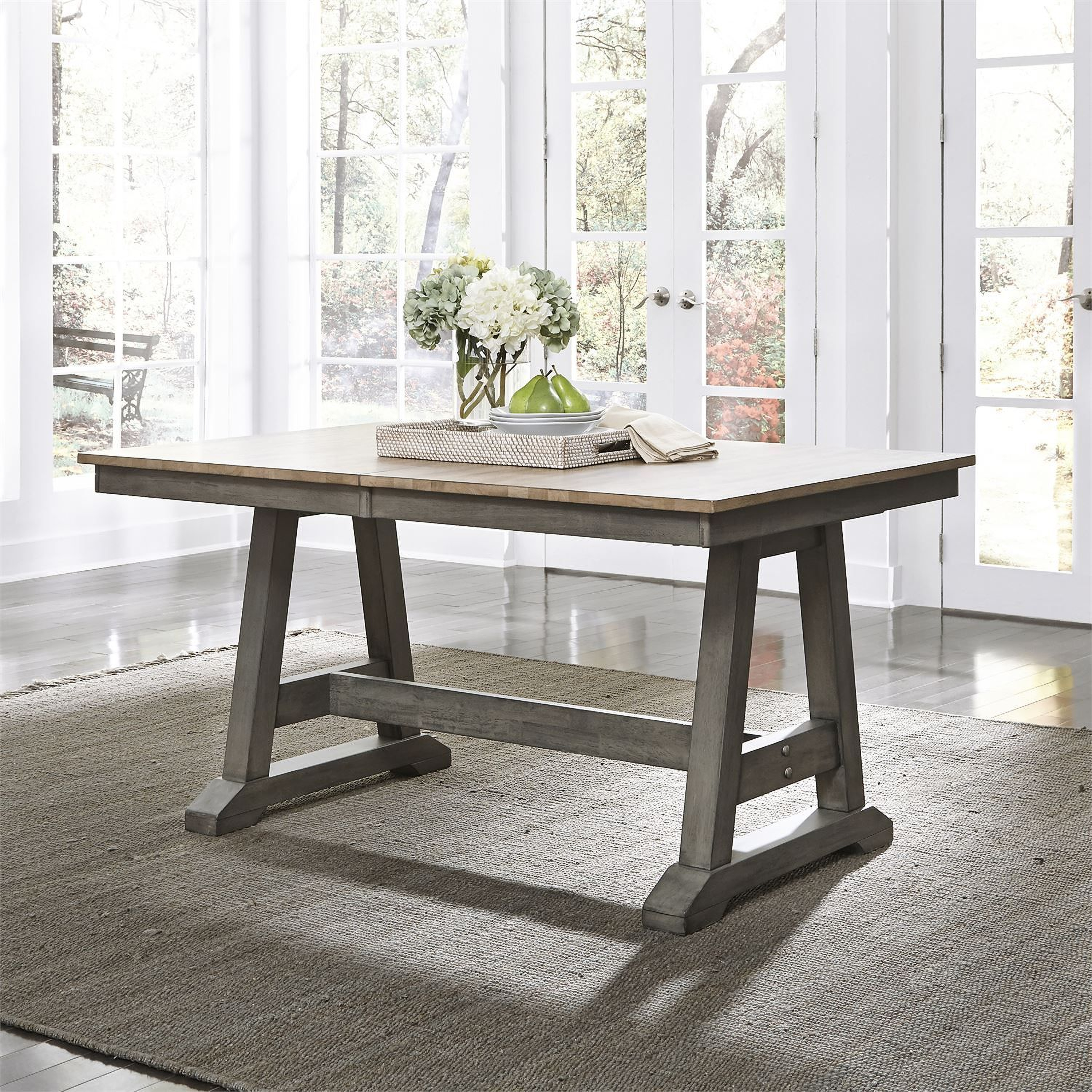 Lindsey Farm Gray And Sandstone Extendable Dining Room Set