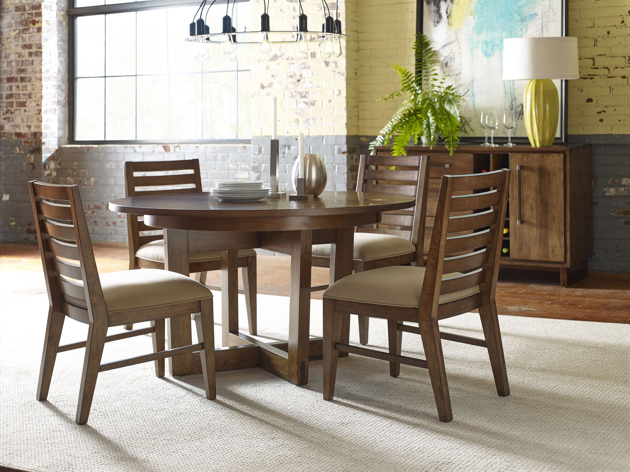 Traverse Brown 54 Drop Leaf Round Dining Room Set 1stopbedrooms