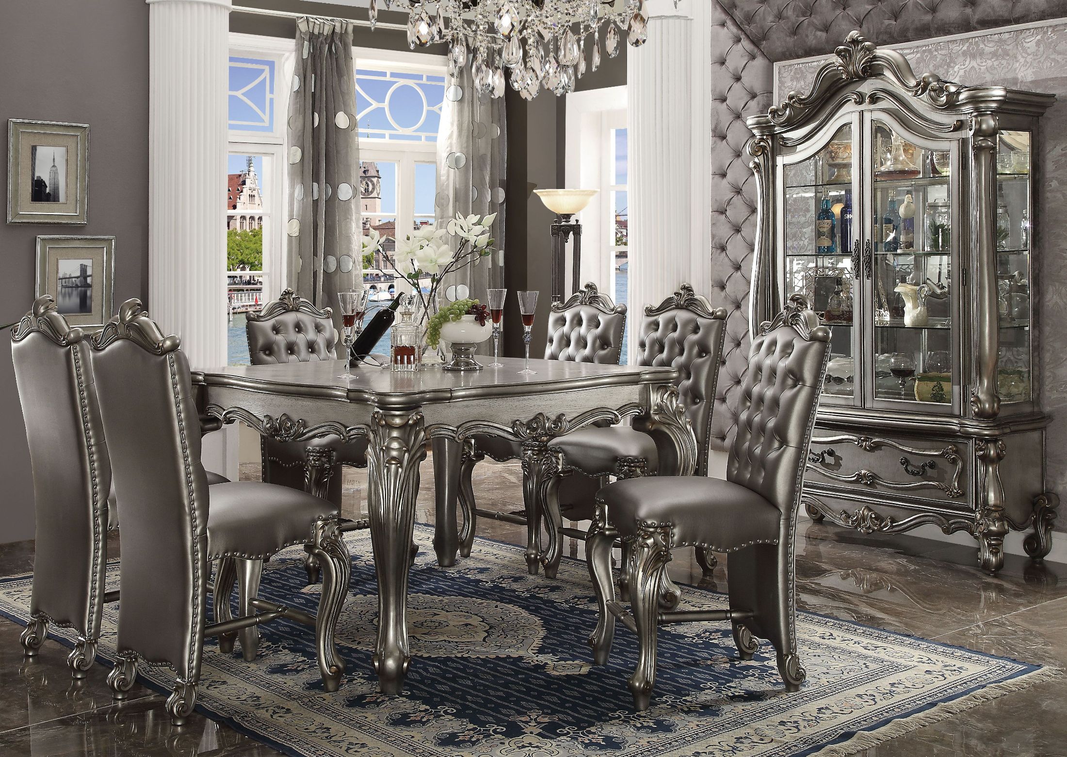 Versailles Antique Platinum Counter Height Dining Room Set